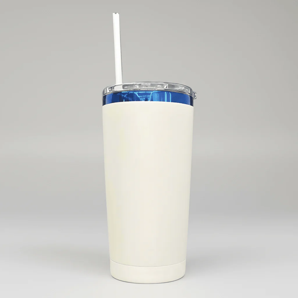 20oz Blue Plated Tumbler - Cream