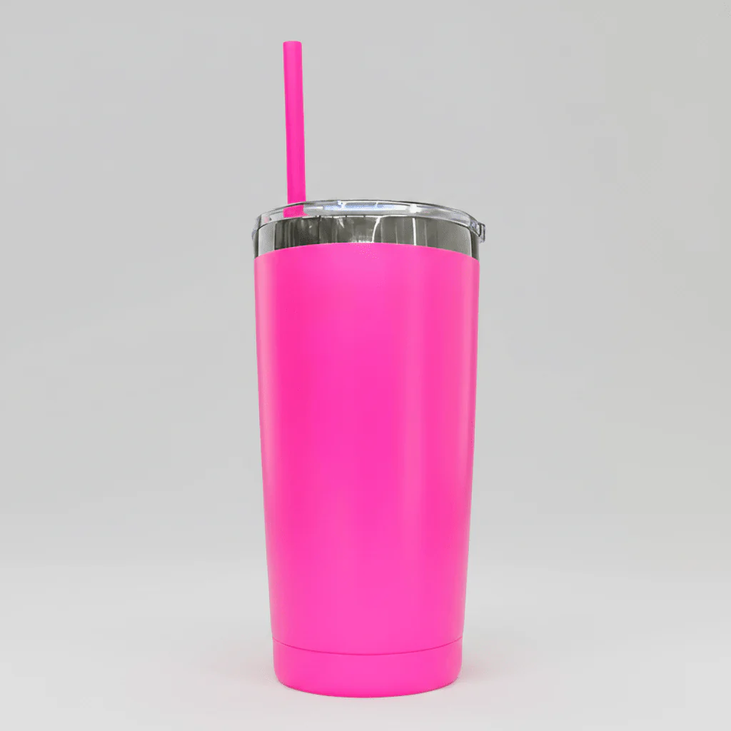 20oz Mirror Black Plated Tumbler - Hot Pink
