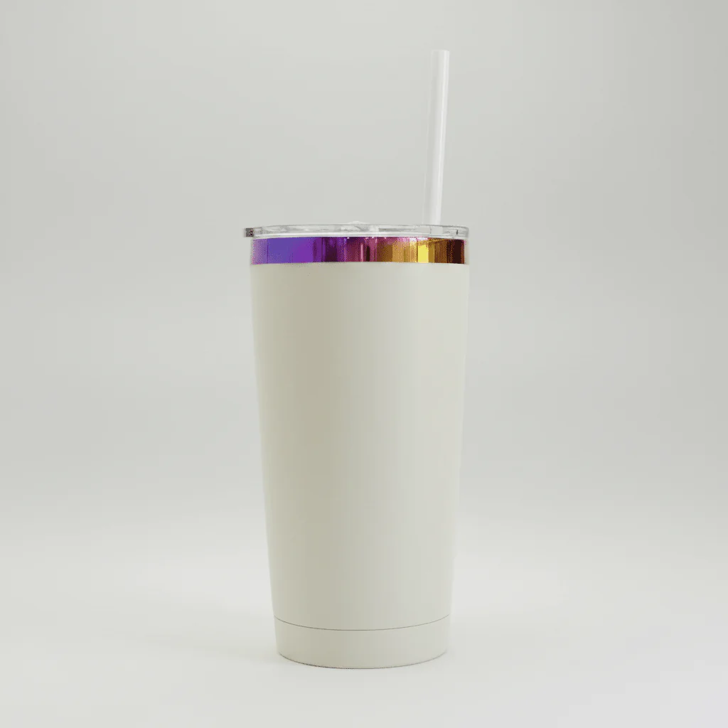 20oz Rainbow Plated Tumbler - Cream