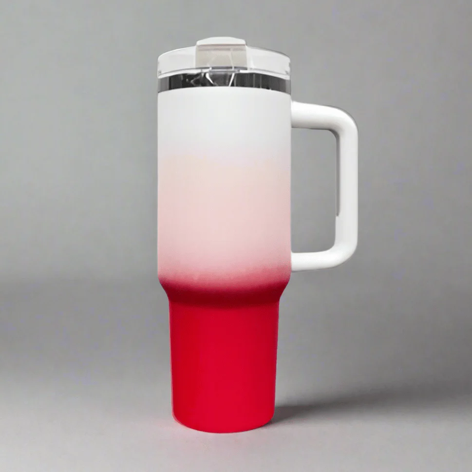 40oz Mirror Black Plated Tumbler - Ombre Red