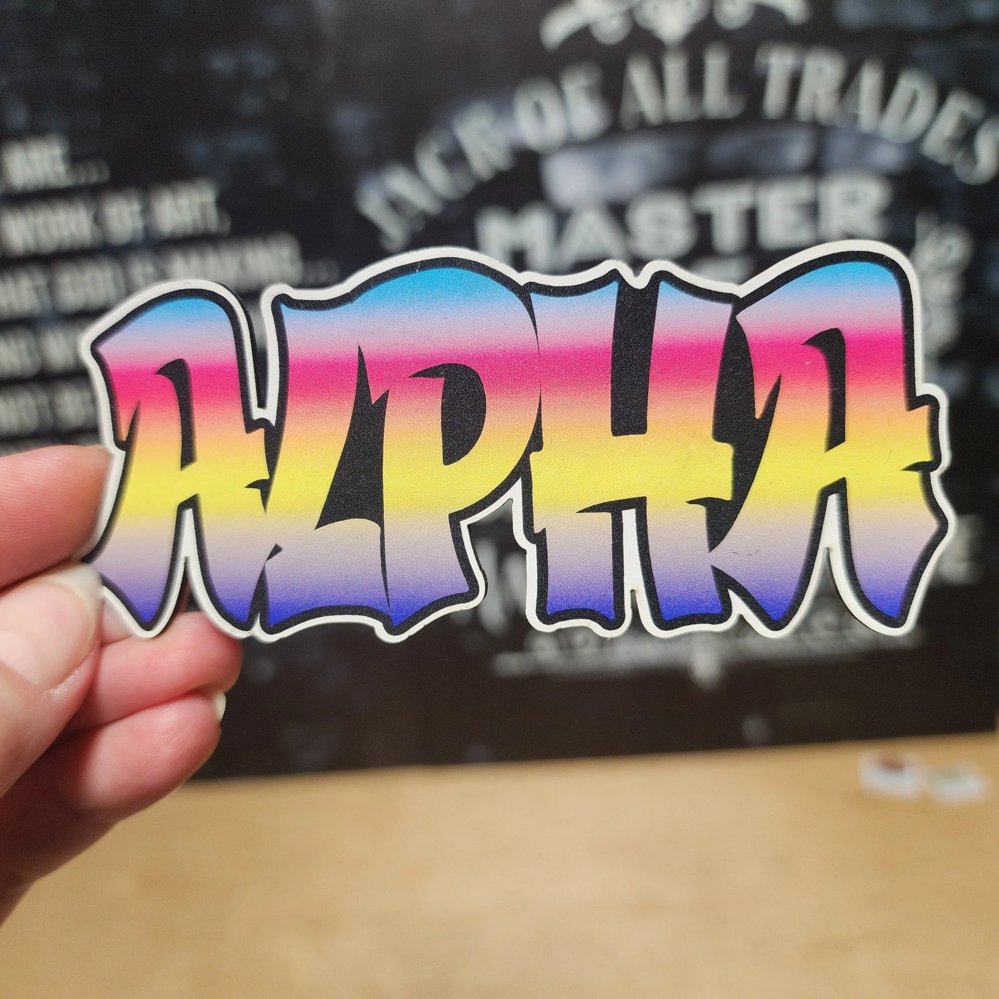 Alpha Graffiti Style UV Printed Leatherette Hat Patch - MR01