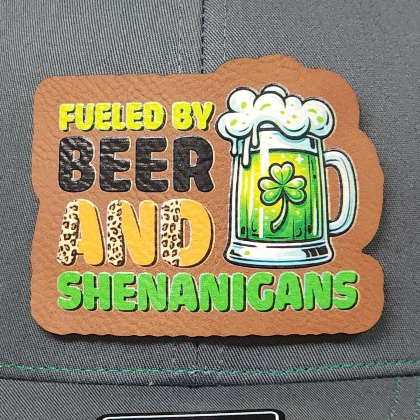 Beer and Shenanigans UV Printed Leatherette Hat Patch - MR01