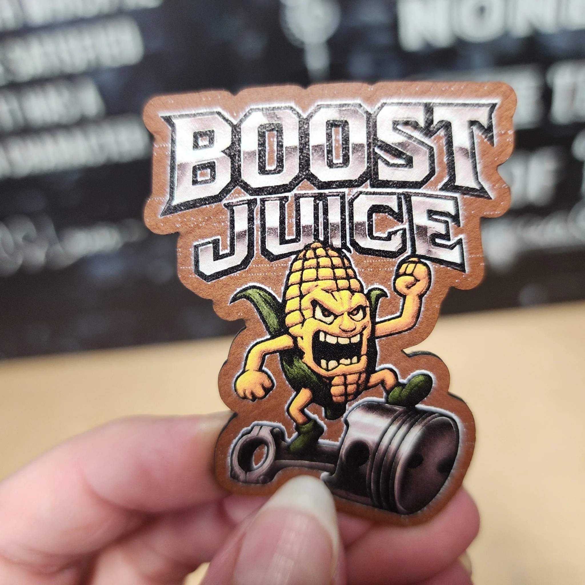 Boost Juice (Rawhide) UV Printed Leatherette Hat Patch - MR01