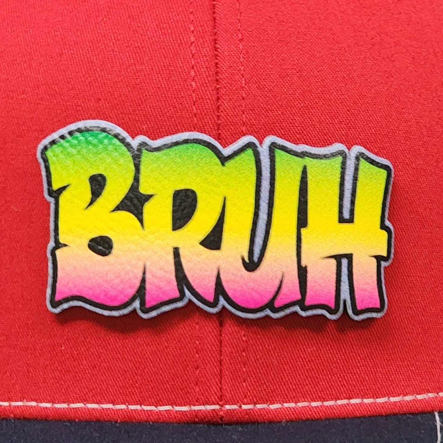 Bruh Slang UV Printed Leatherette Hat Patch - MR01
