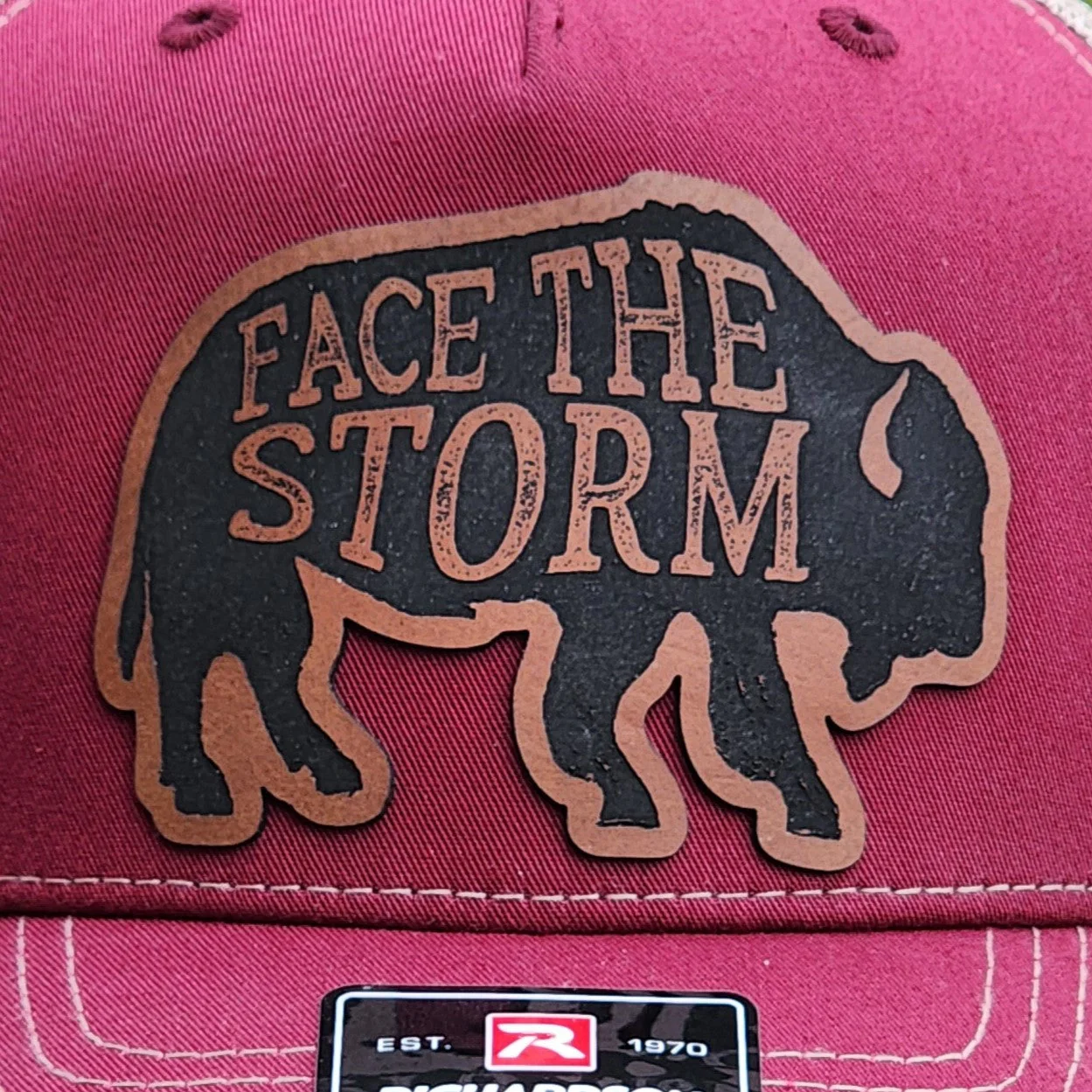 Buffalo Face the Storm Engraved Leatherette Hat Patch - MR01 - Image 2