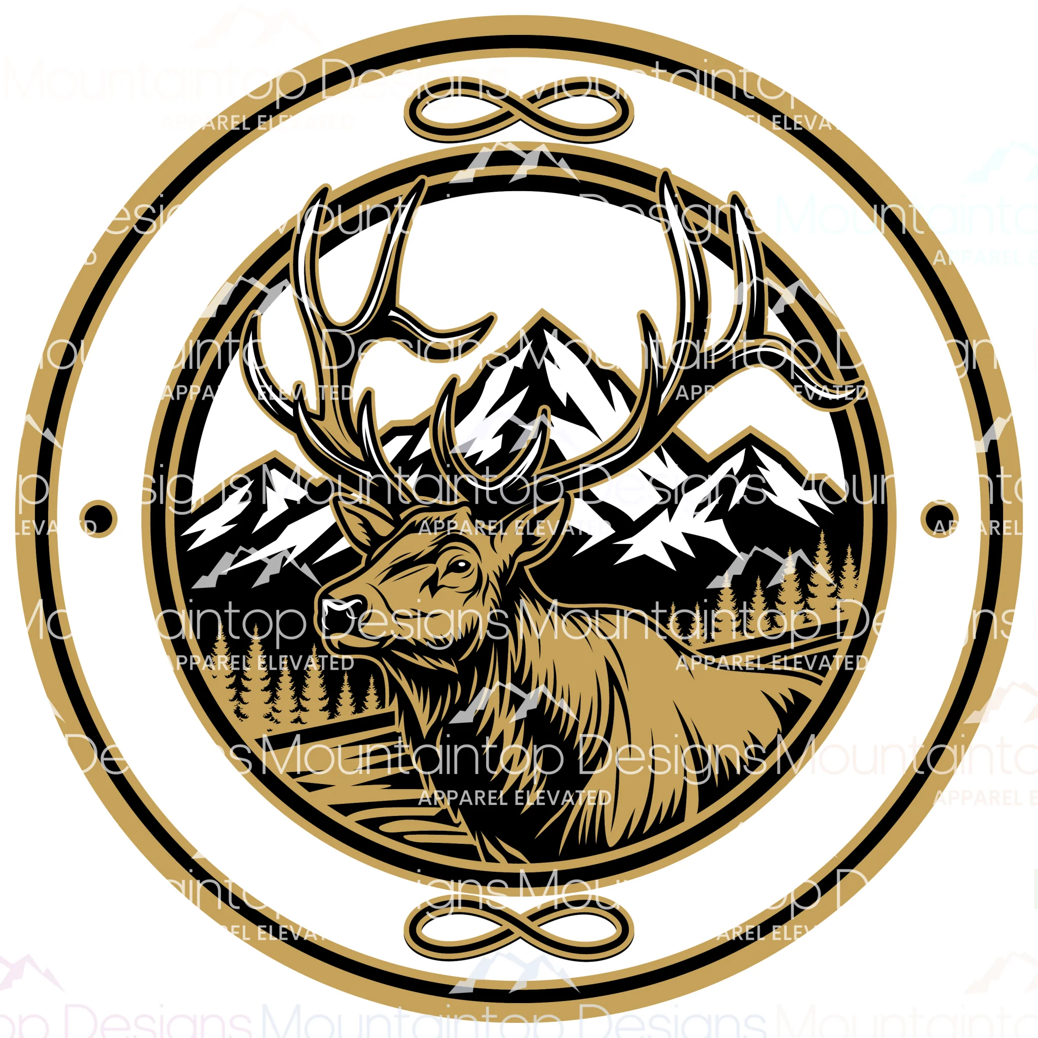 Bull Elk Circular – SVG Digital File for Tri-Layer Engraving - Image 2