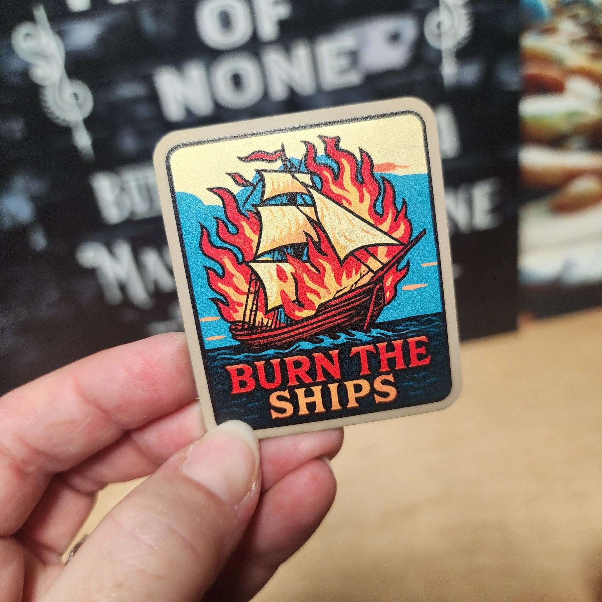 Burn the Ships UV Printed Leatherette Hat Patch - MR01