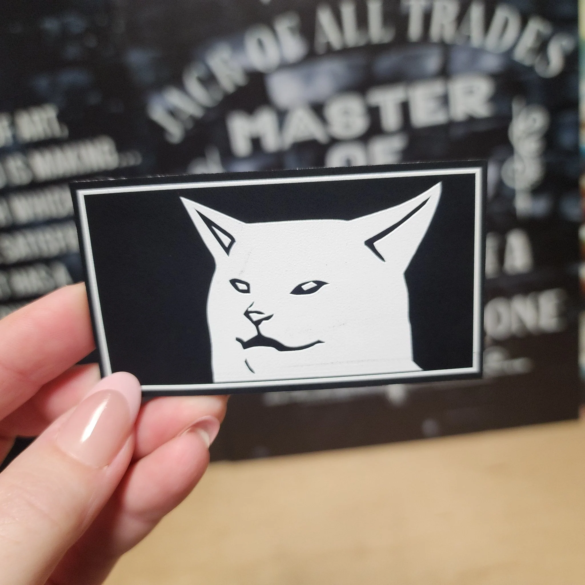 Cat Meme UV Printed Leatherette Hat Patch - MR01