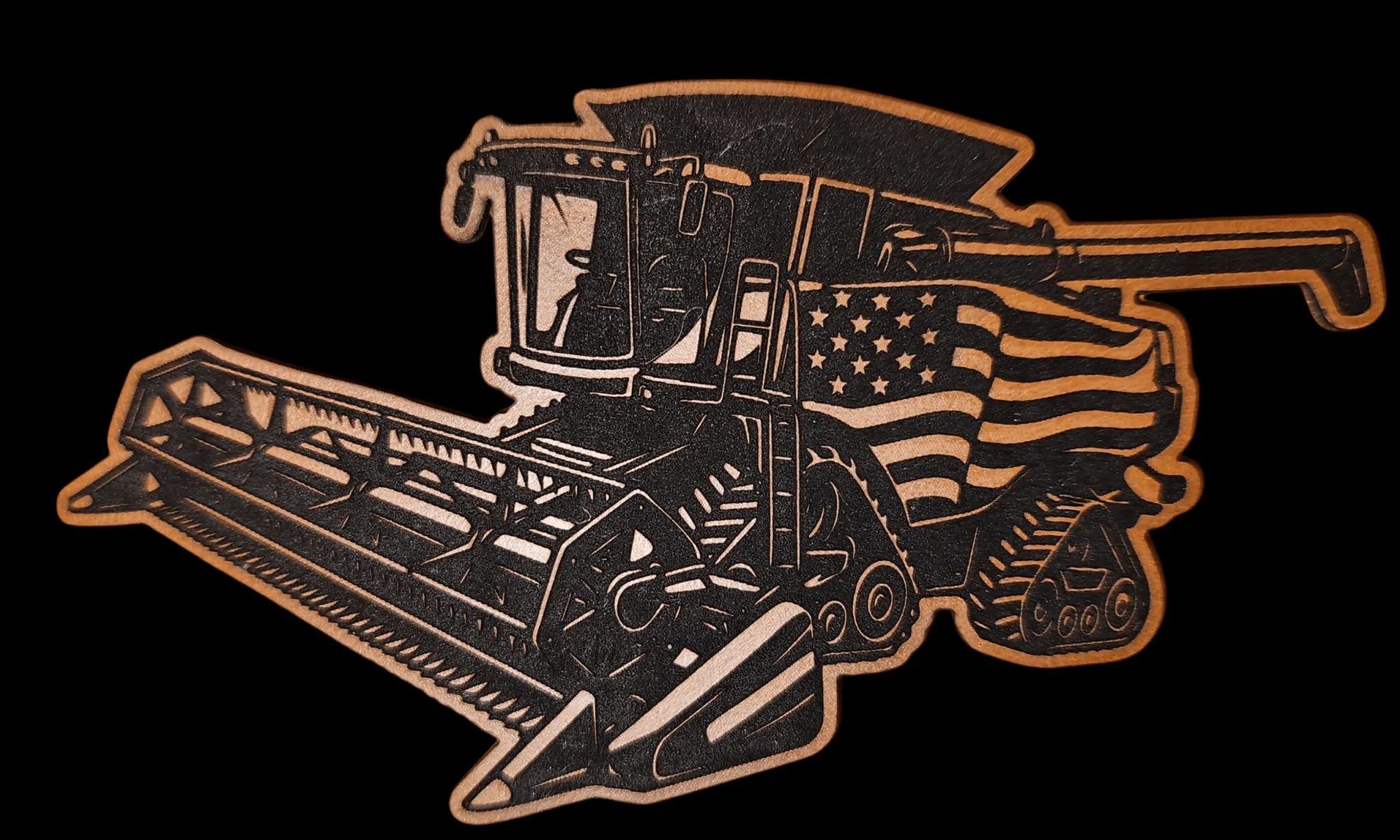 Combine Harvester w Tracks & American Flag
