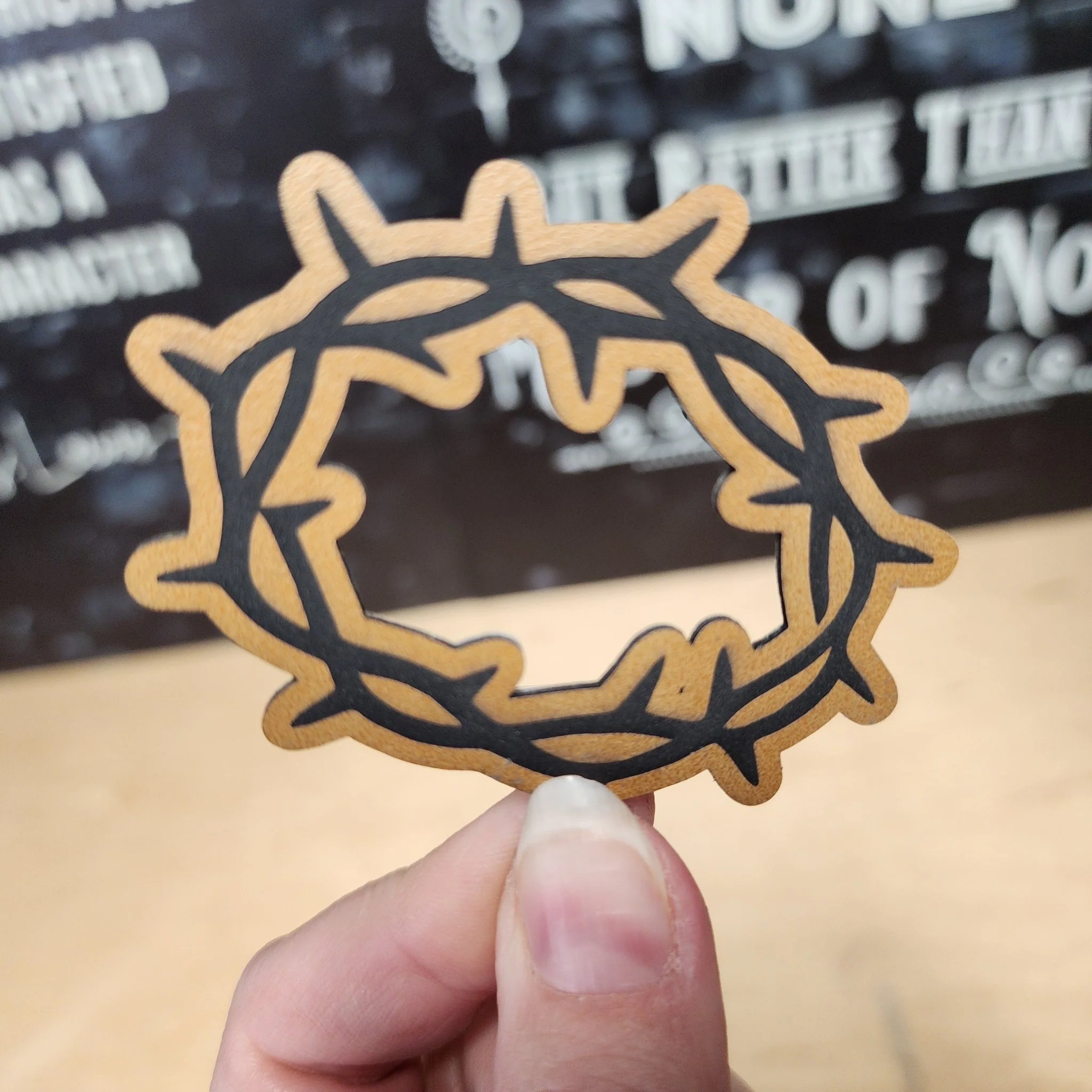 Crowned in Thorns Faith Engraved Leatherette Hat Patch - MR01