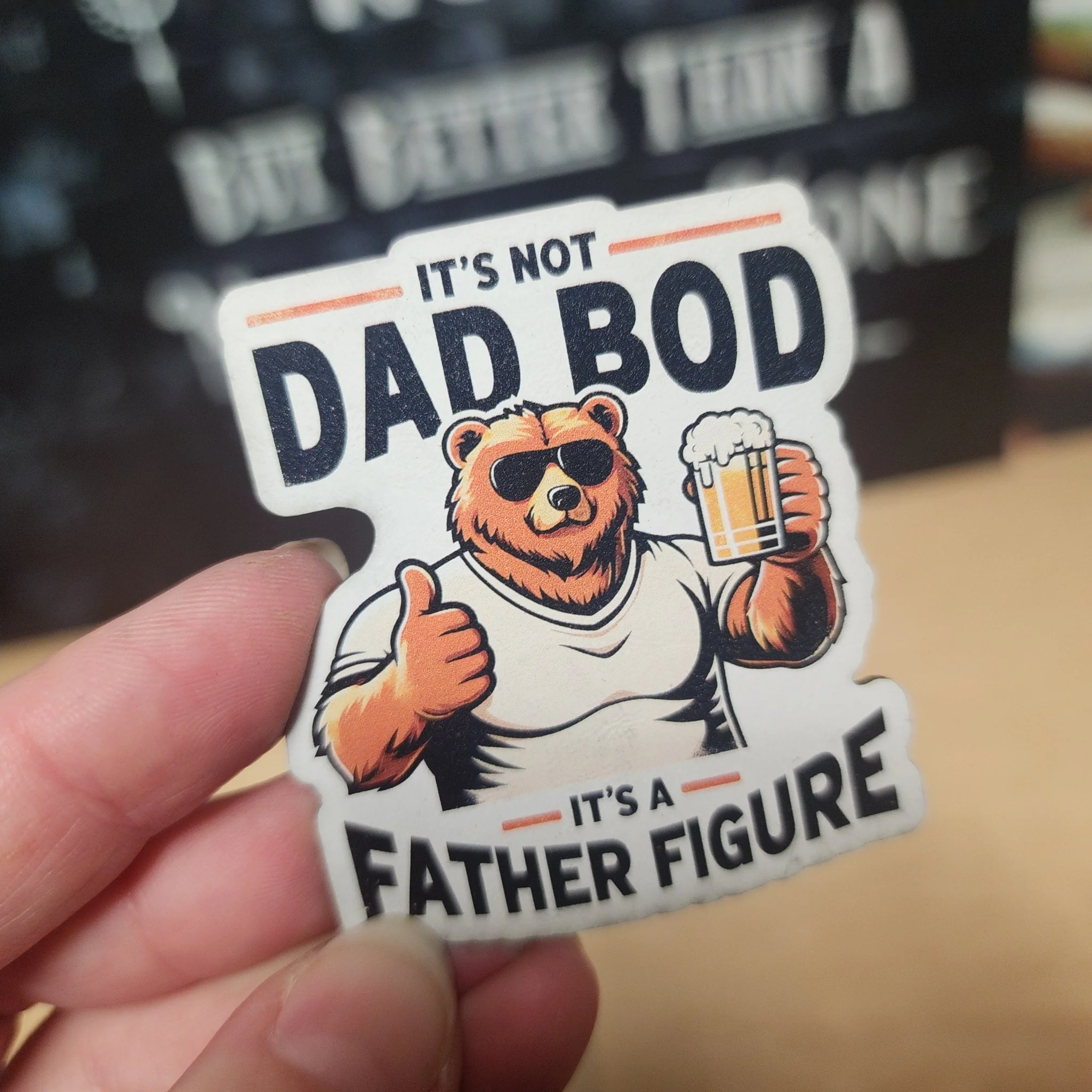 Dad Bod, Father Figure Humor UV Printed Leatherette Hat Patch - MR01 - Image 2