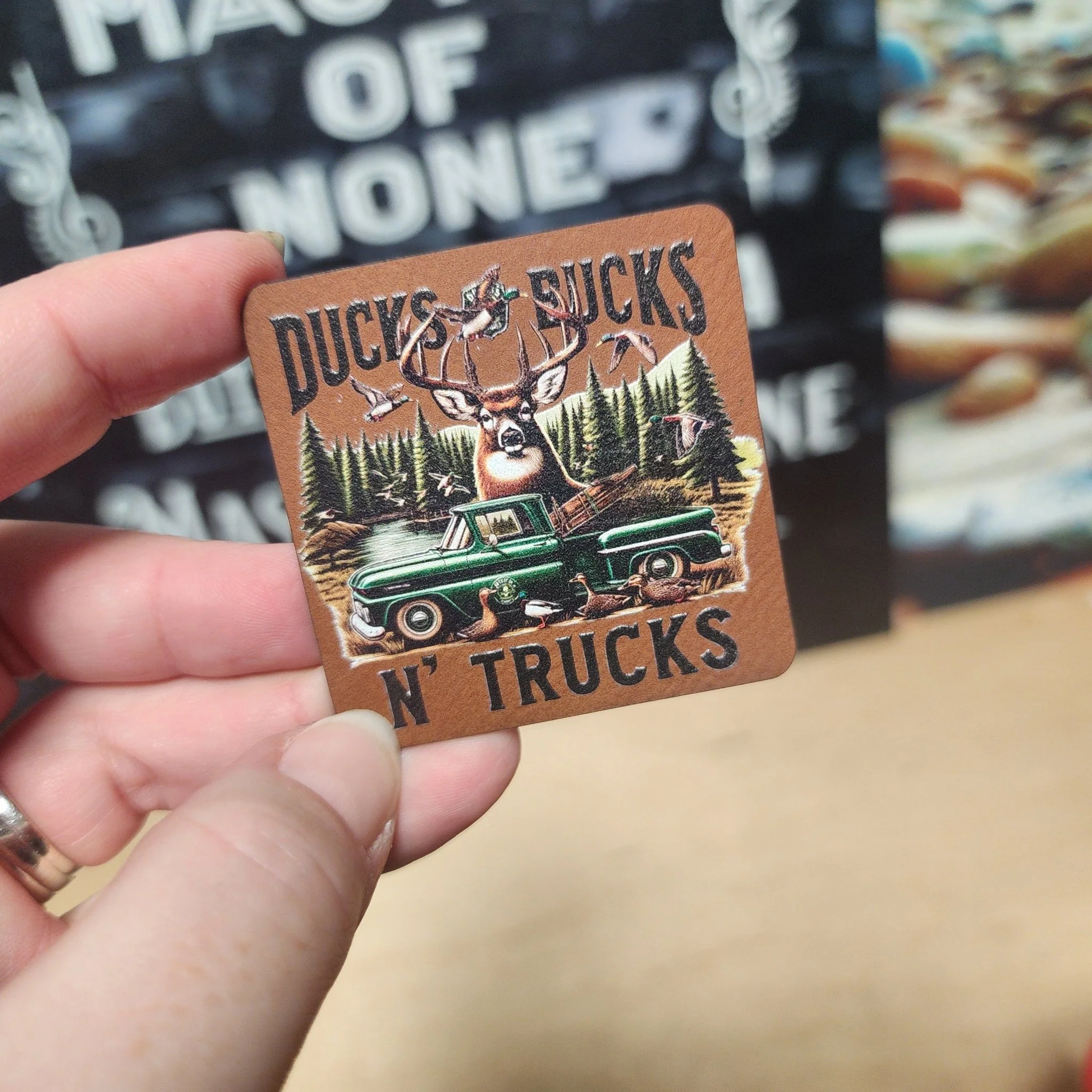 Ducks Bucks Trucks UV Printed Leatherette Hat Patch - MR01
