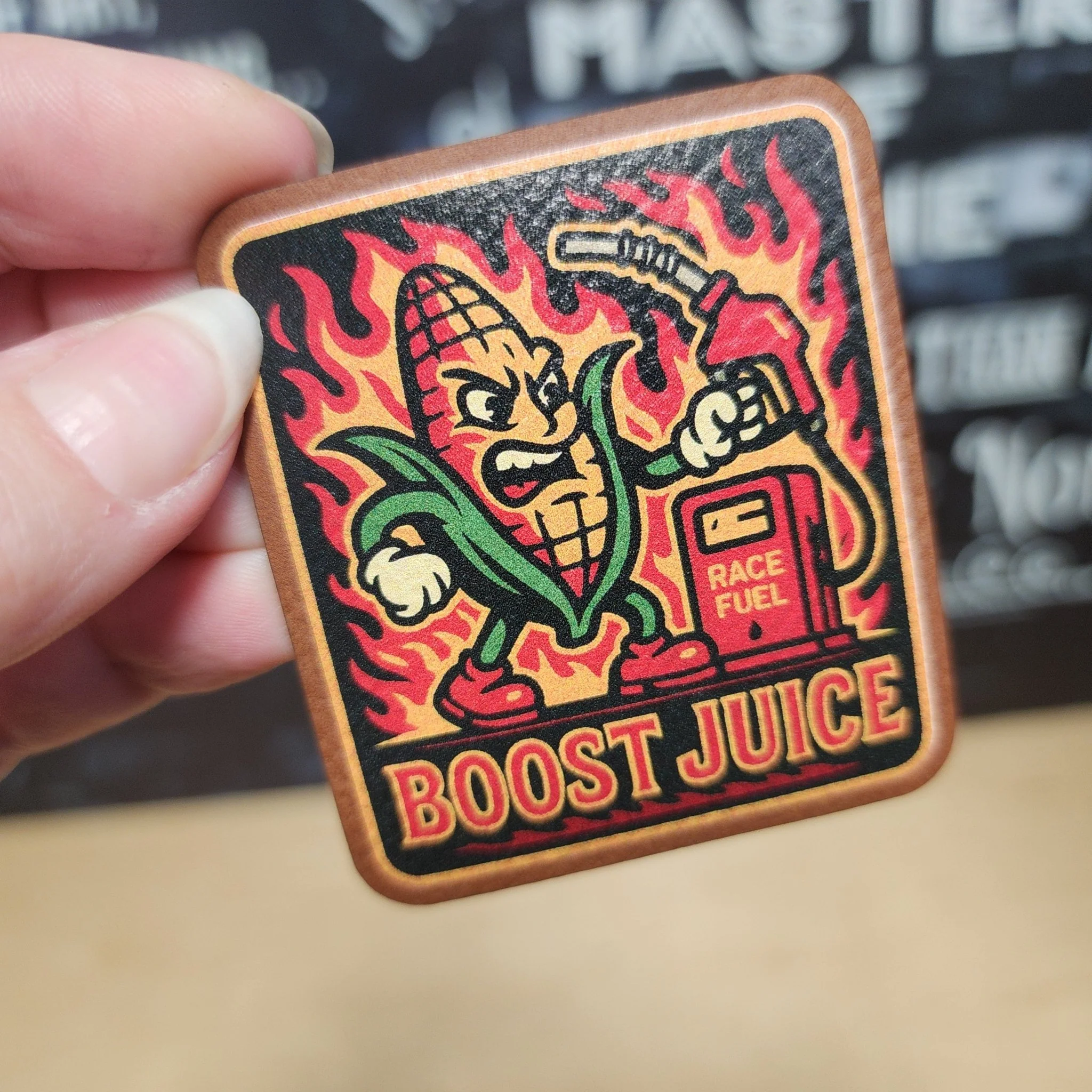 E85 Boost Juice UV Printed Leatherette Hat Patch - MR01