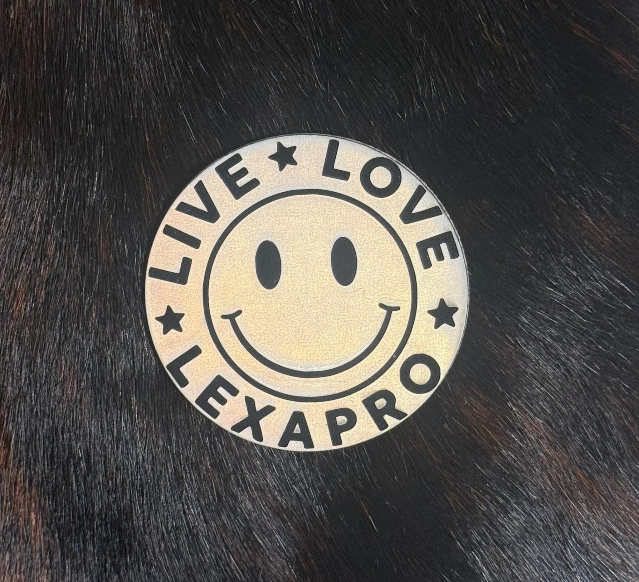 Engraved Live Love Lexapro Smiley Face Patch