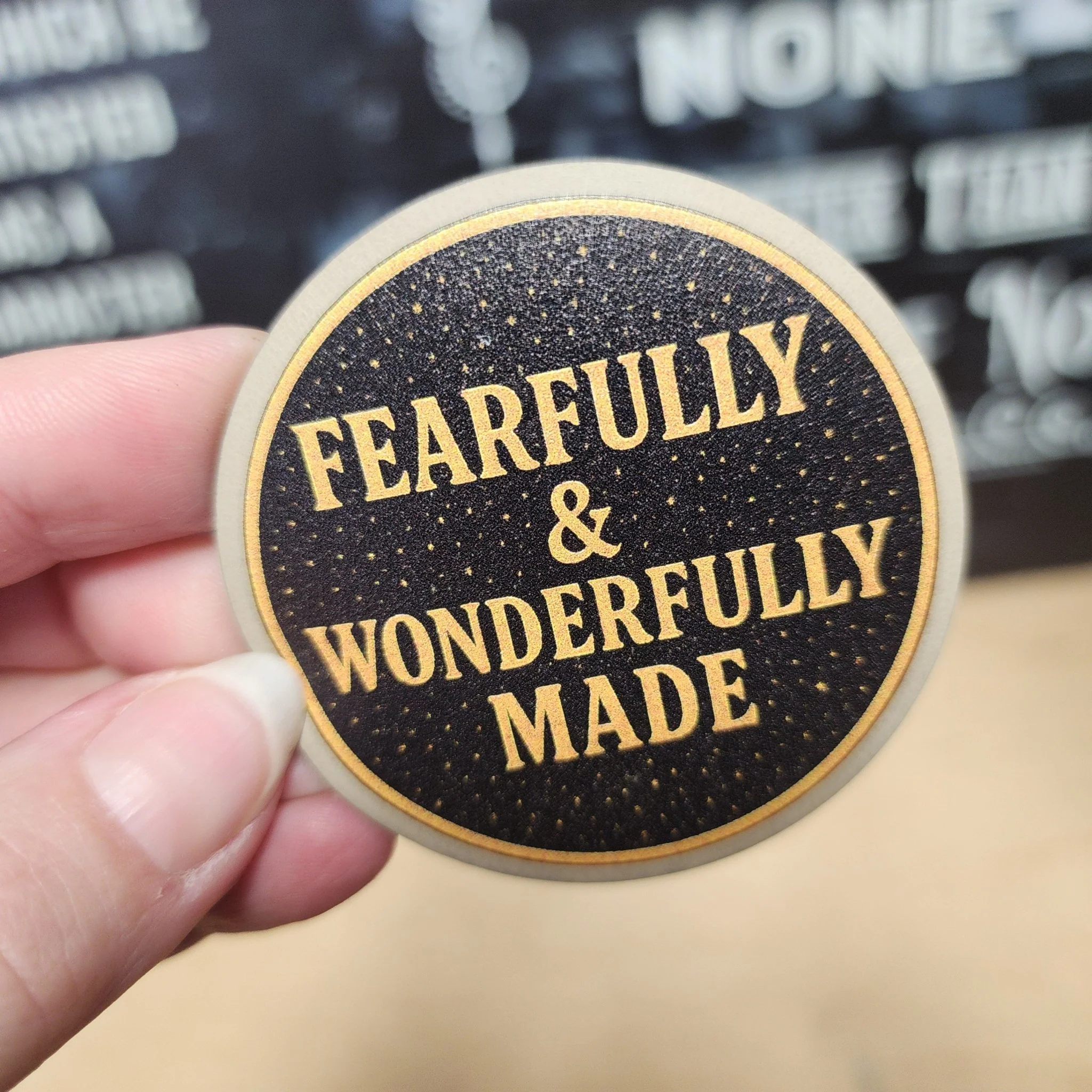 Fearfully and Wonderfully Made UV Printed Leatherette Hat Patch - MR01