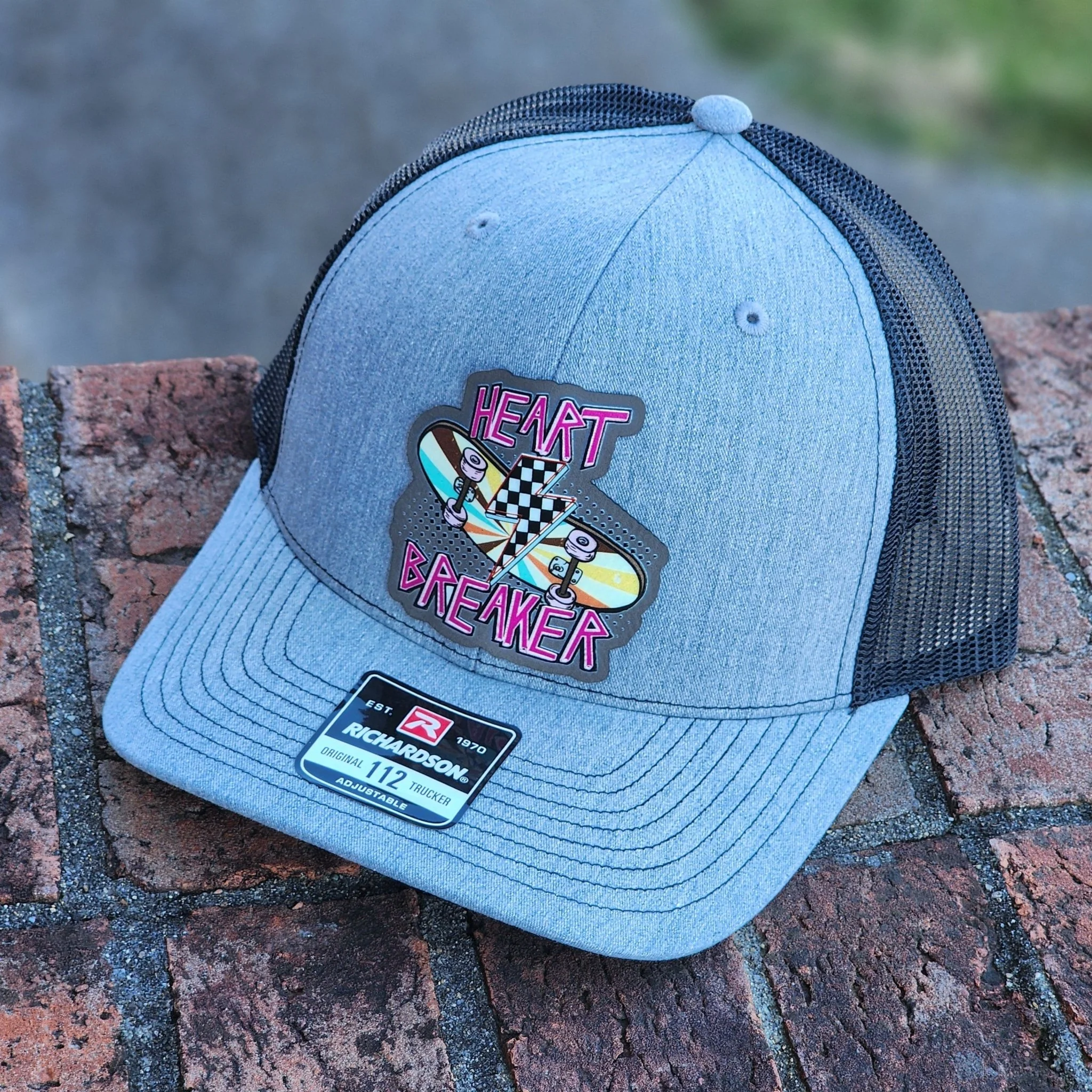 Heart Breaker Skateboard UV Printed Leatherette Hat Patch - MR01 - Image 2
