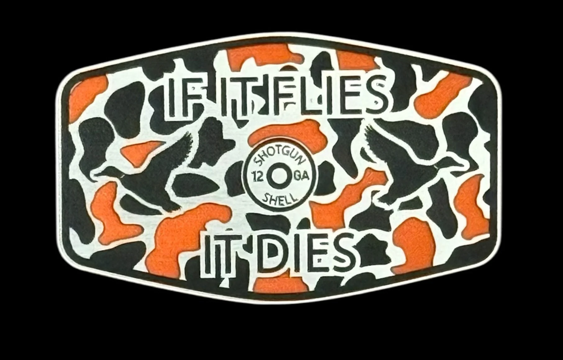 If It Flies It Dies Acrylic Hat Patch - 3 Colors Available - Image 2