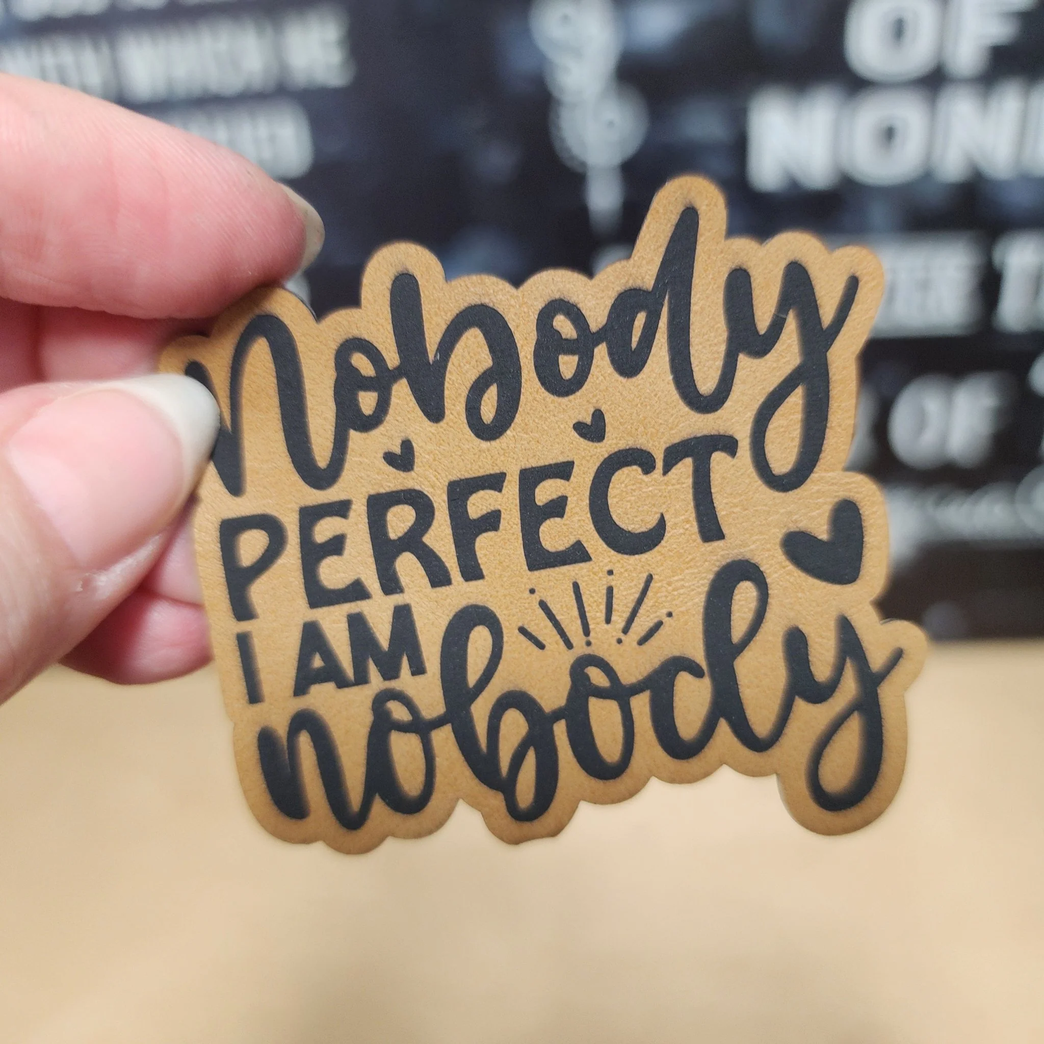I'm Nobody (Saddle Tan) Engraved Leatherette Hat Patch - MR01