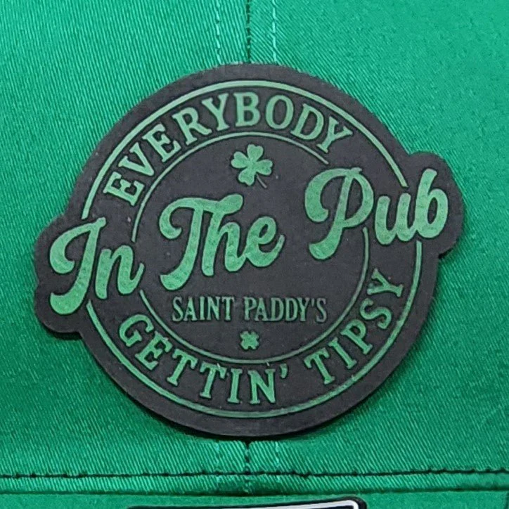 In The Pub Tipsy UV Printed Leatherette Hat Patch - MR01