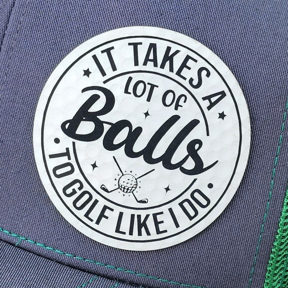 It Takes Balls Golf Engraved Leatherette Hat Patch - MR01 - Image 2