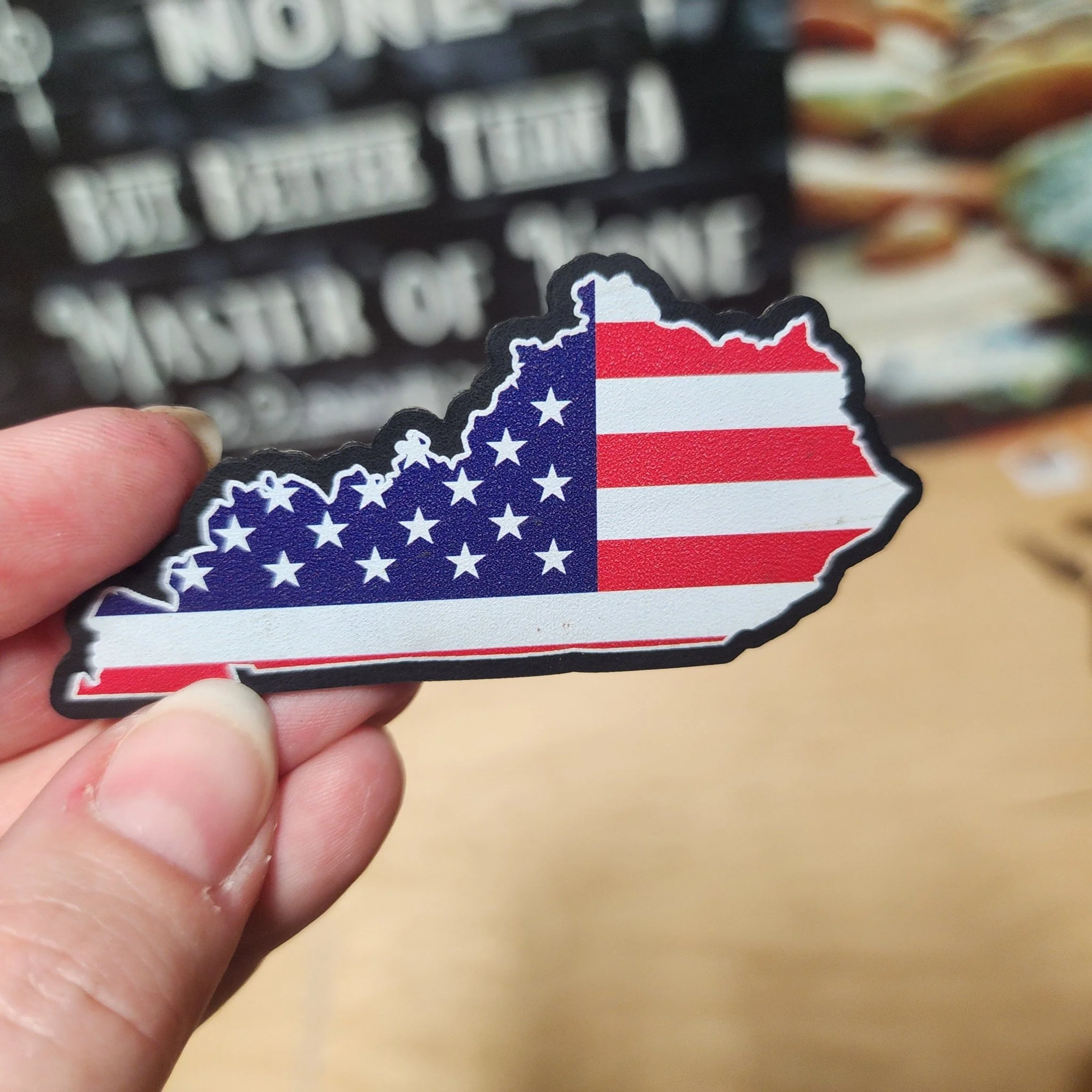 Kentucky Flag Shape UV Printed Leatherette Hat Patch - MR01