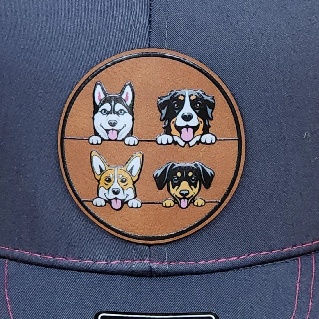 Kids Dog UV Printed Leatherette Hat Patch - MR01