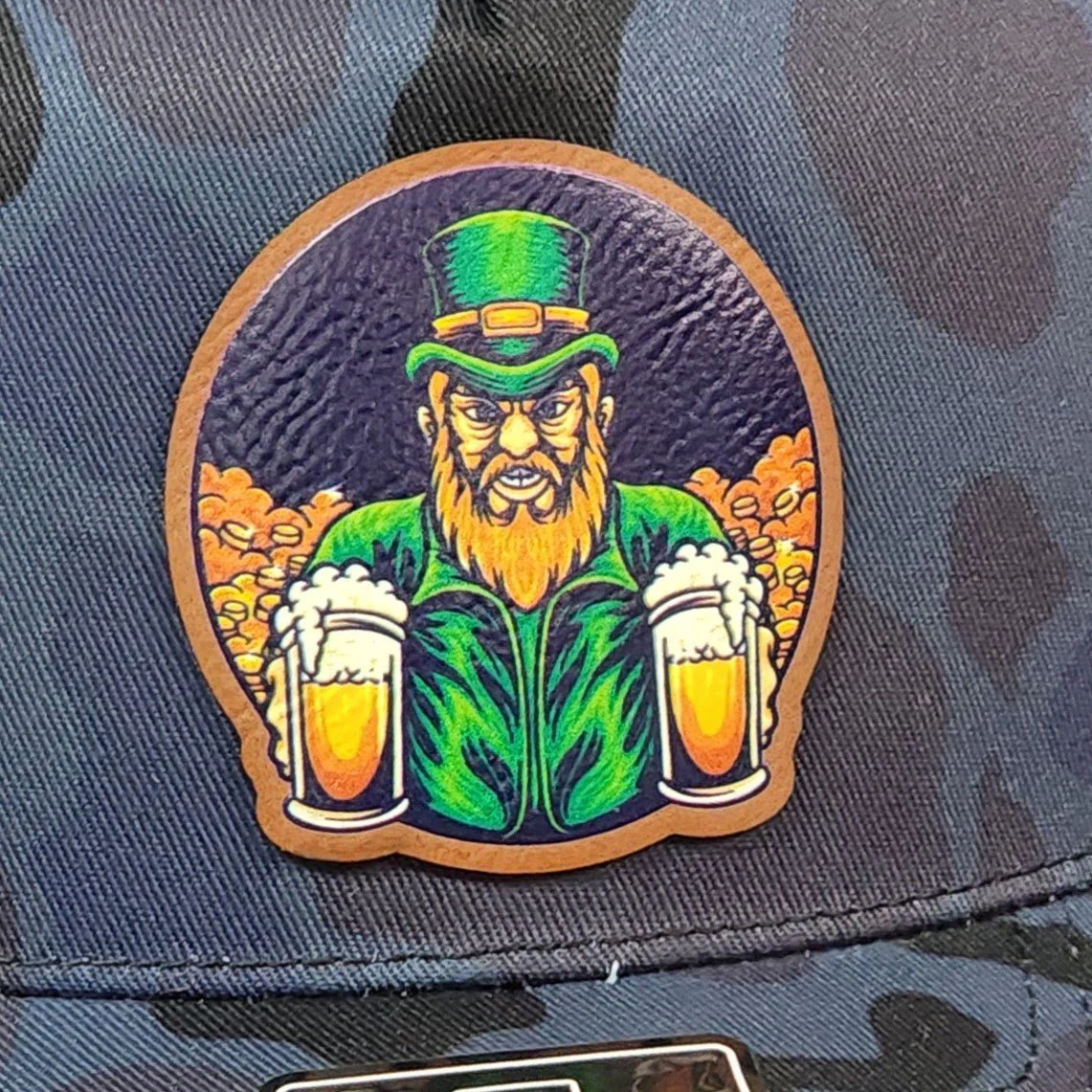 Leprechaun Beer UV Printed Leatherette Hat Patch - MR01
