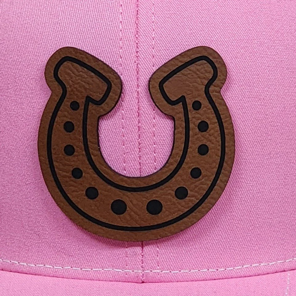 Lucky Horseshoe Engraved Leatherette Hat Patch - MR01