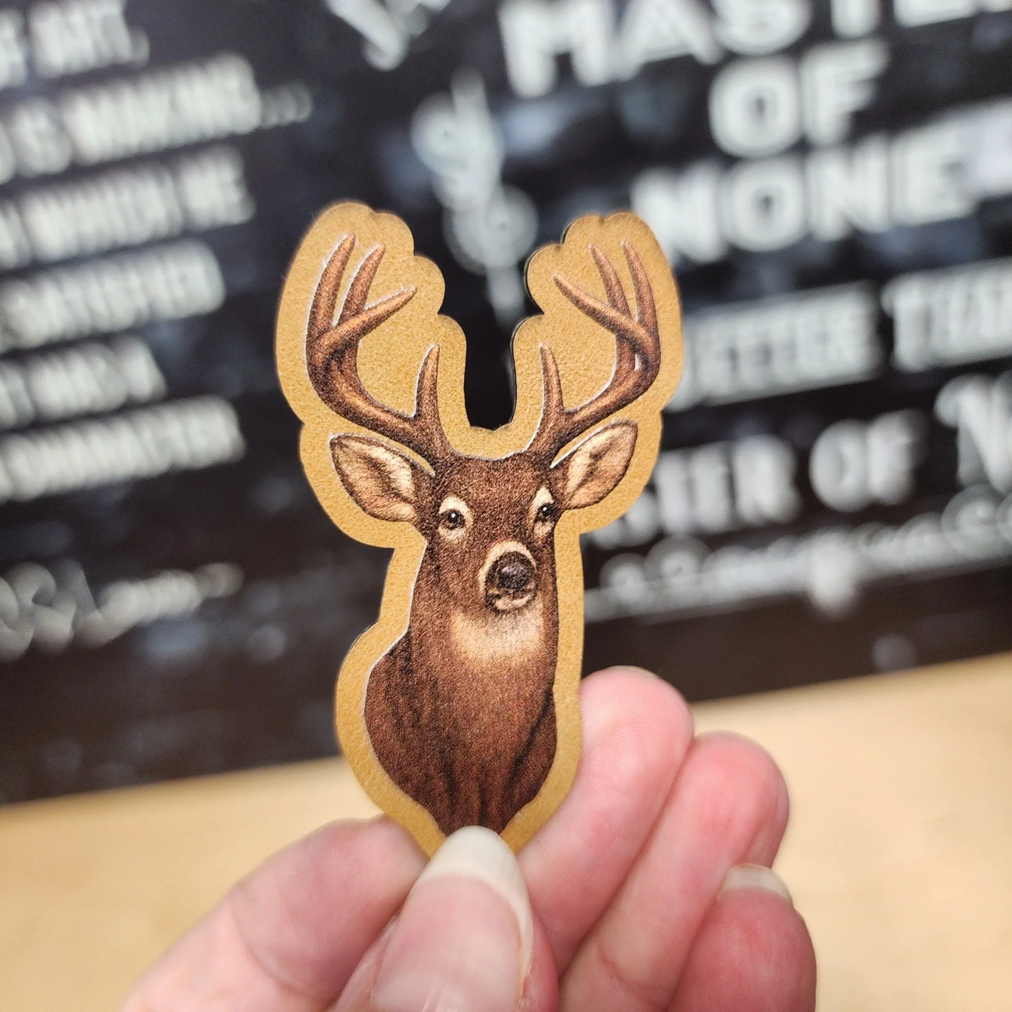 Majestic Buck Head UV Printed Leatherette Hat Patch - MR01