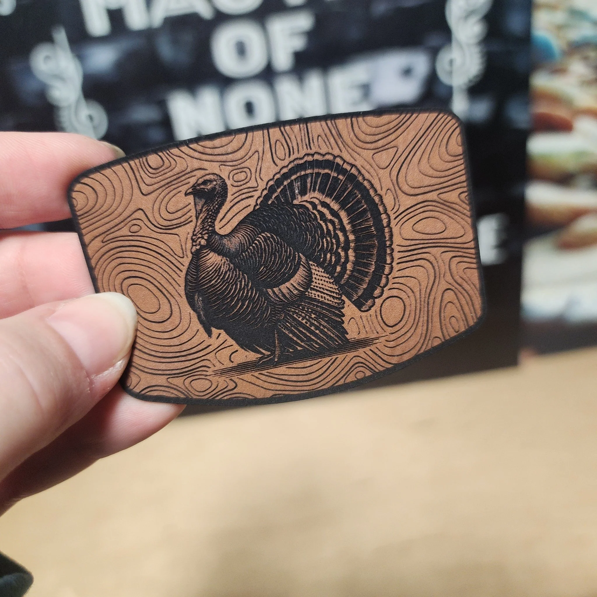Majestic Turkey Design Engraved Leatherette Hat Patch - MR01 - Image 2
