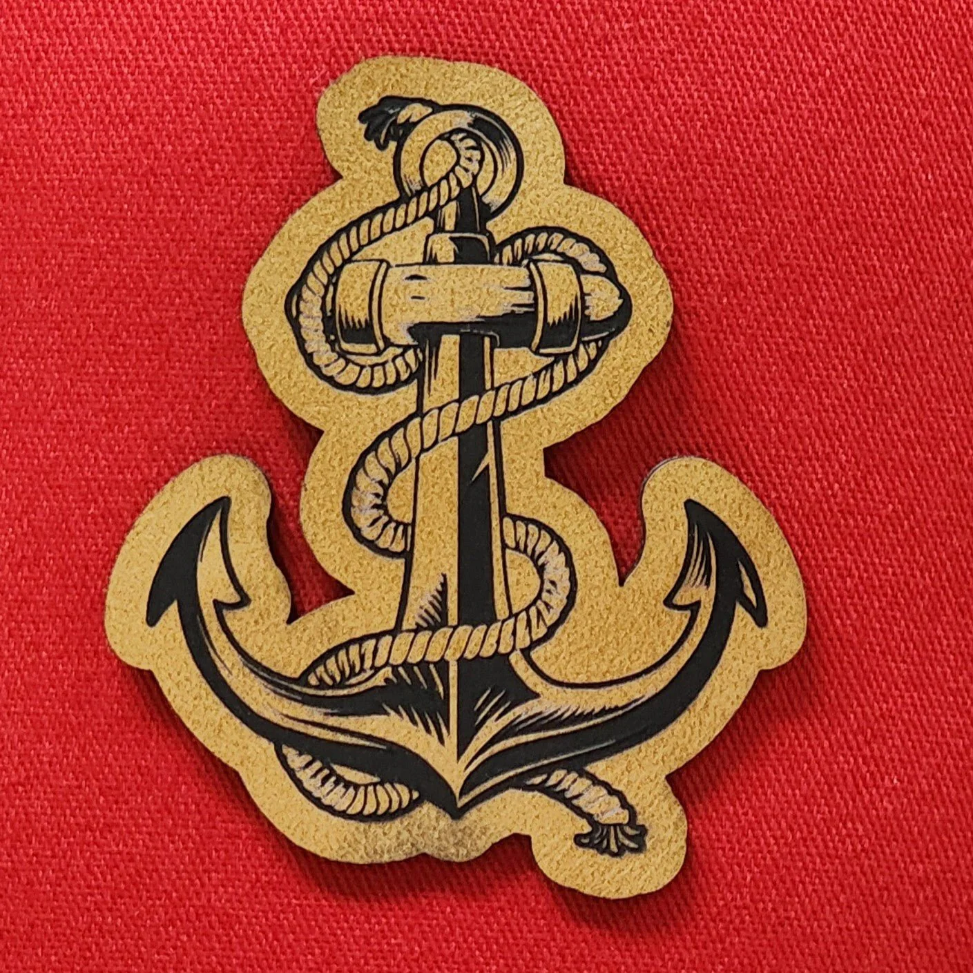 Nautical Anchor with Rope Engraved Leatherette Hat Patch - MR01