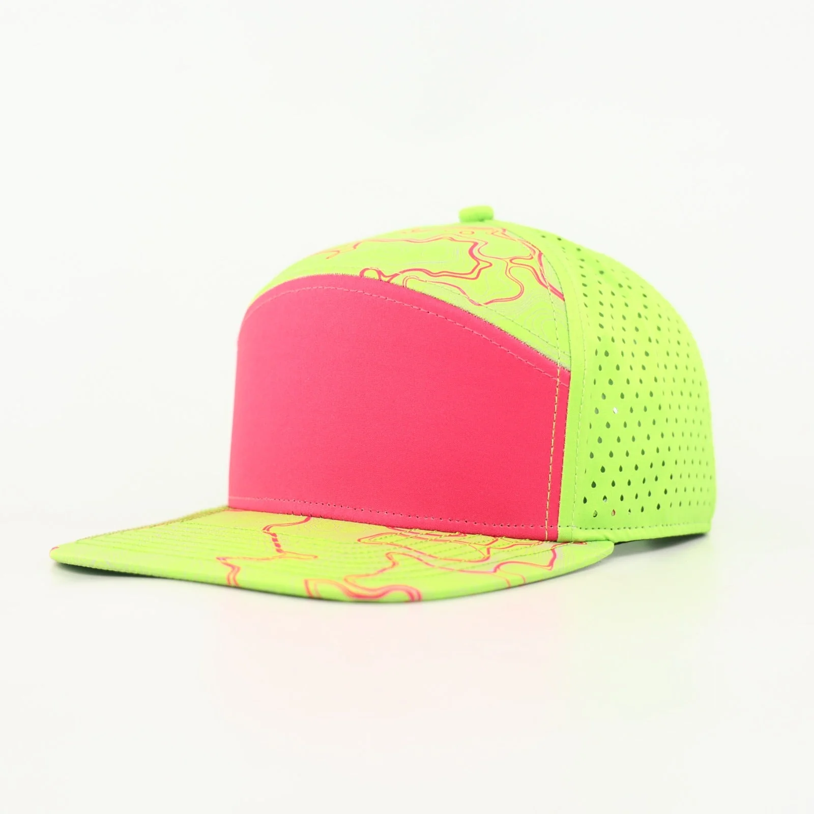 neon green with pink topo