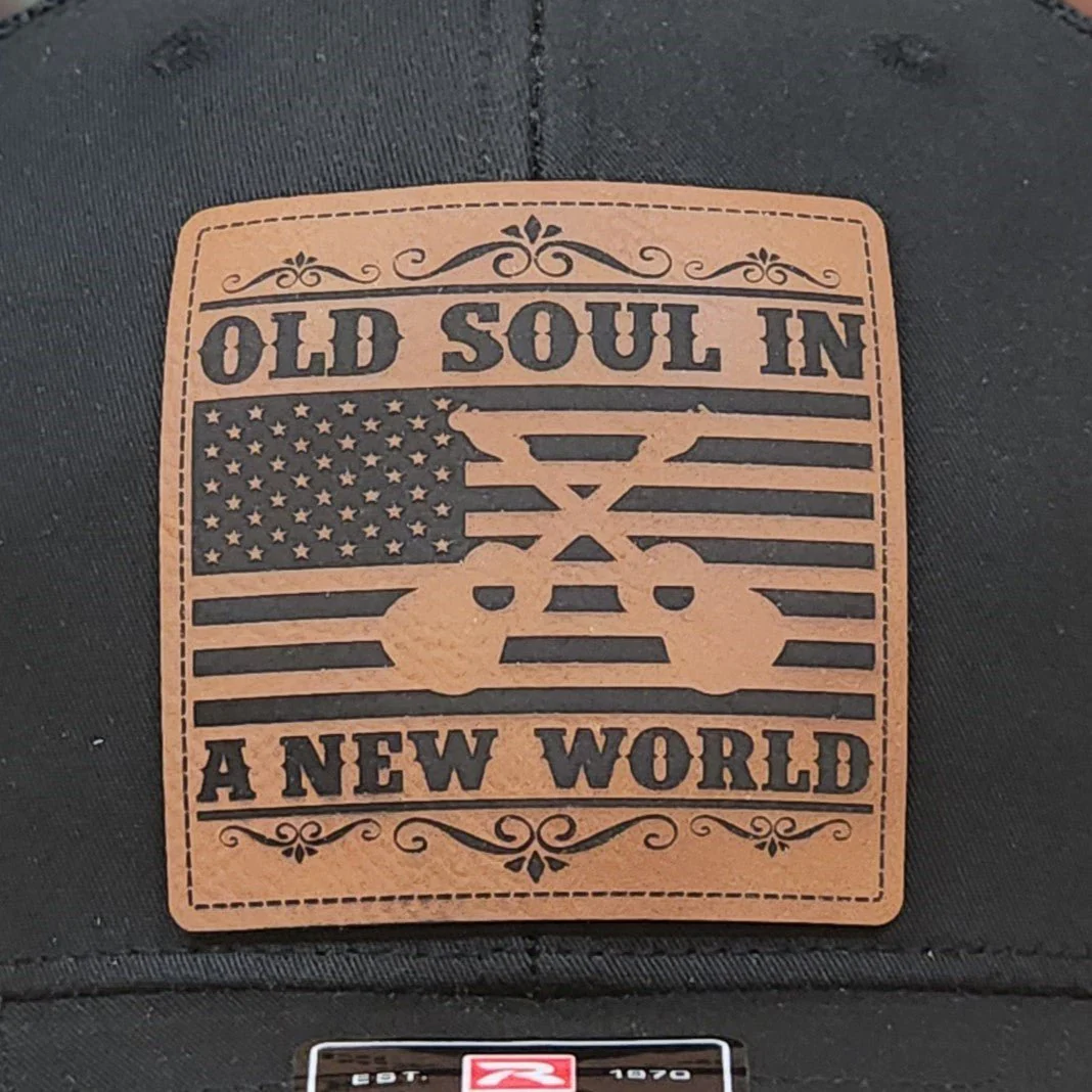 Old Soul Engraved Leatherette Hat Patch - MR01