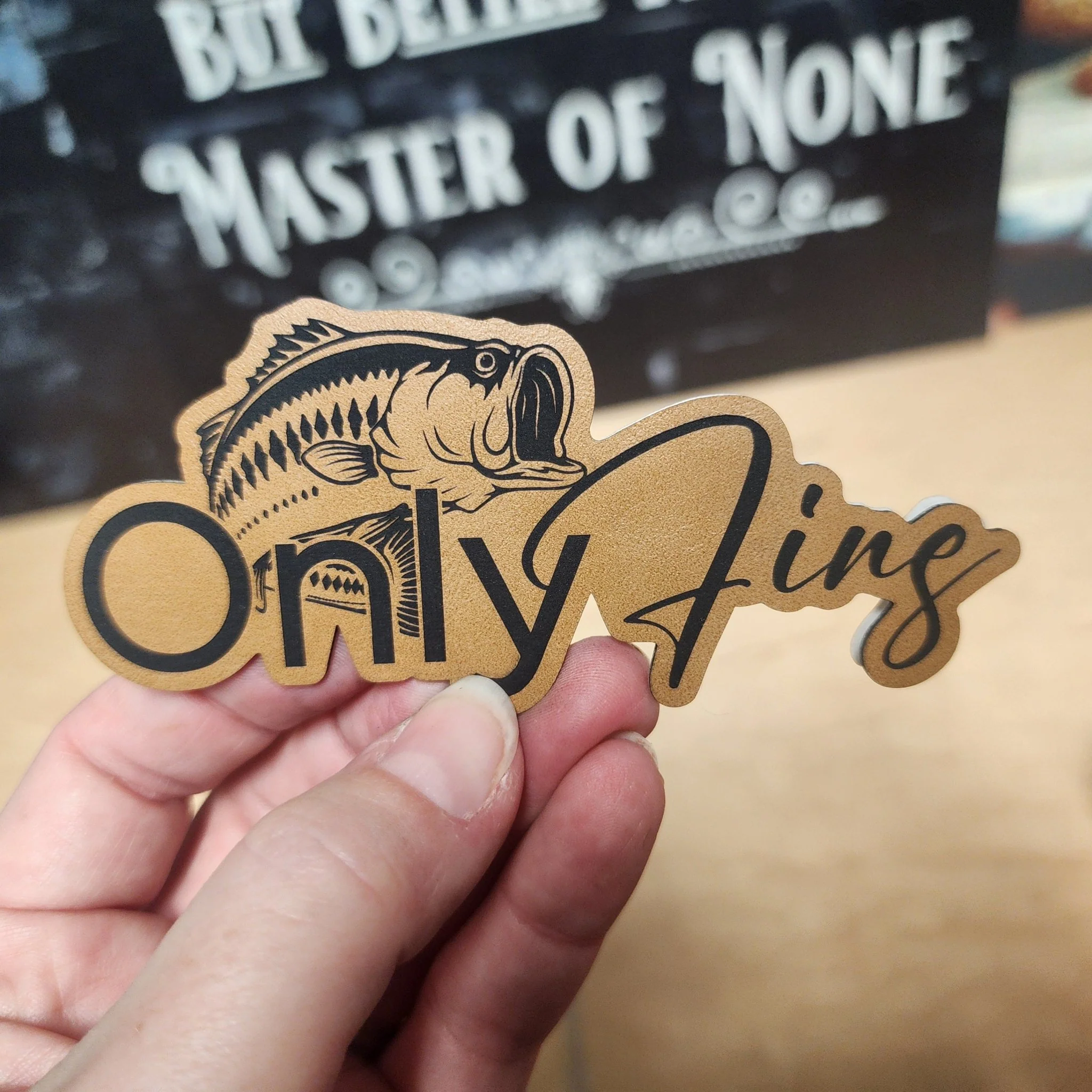 Only Fins Fishing (Saddle Tan) Engraved Leatherette Hat Patch - MR01