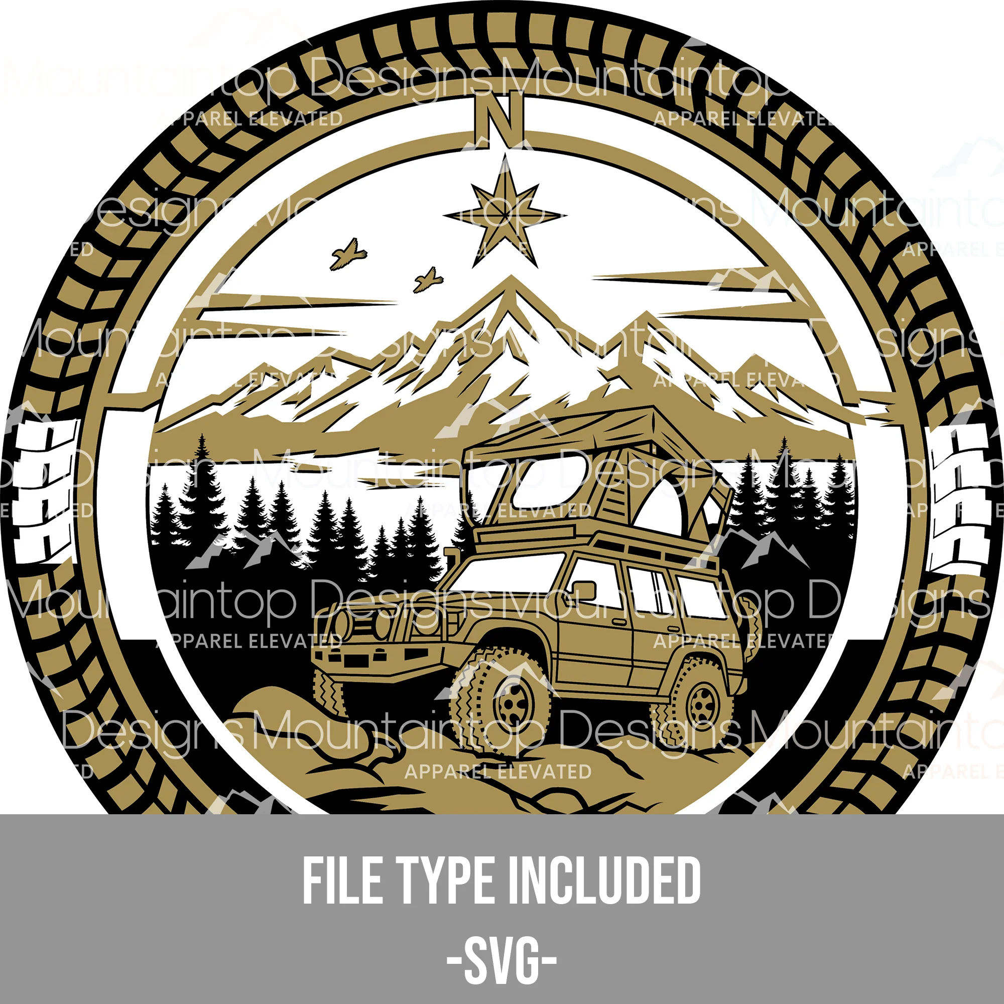 Overlanding Adventure Circular – SVG Digital File for Tri-Layer Engraving