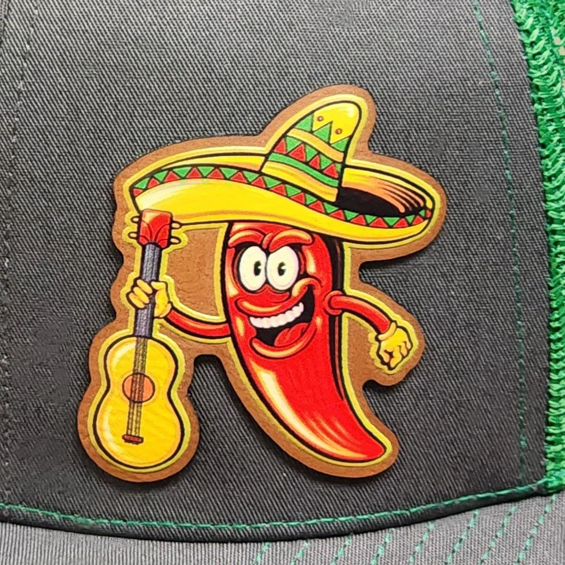Pepper Sombrero UV Printed Leatherette Hat Patch - MR101