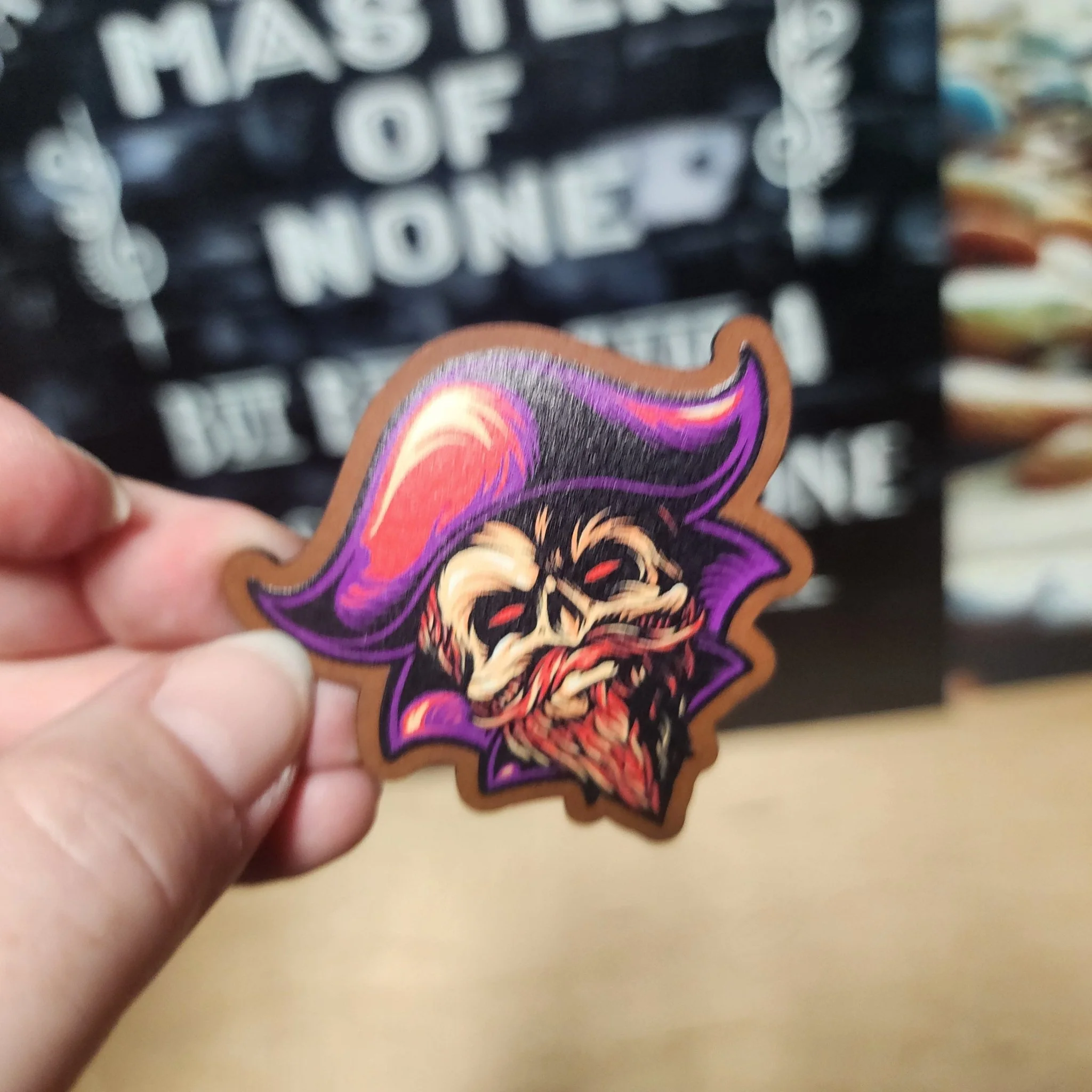 Pirate Skull Design UV Printed Leatherette Hat Patch - MR01