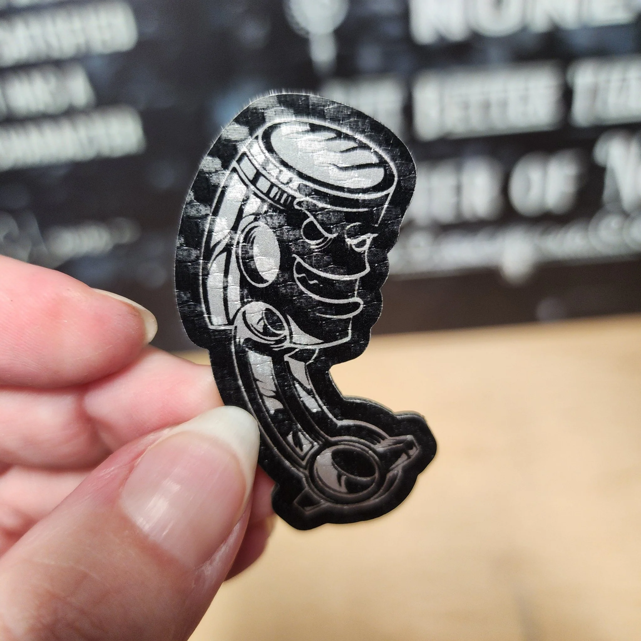 Piston Mechanic Engraved Leatherette Hat Patch - MR01