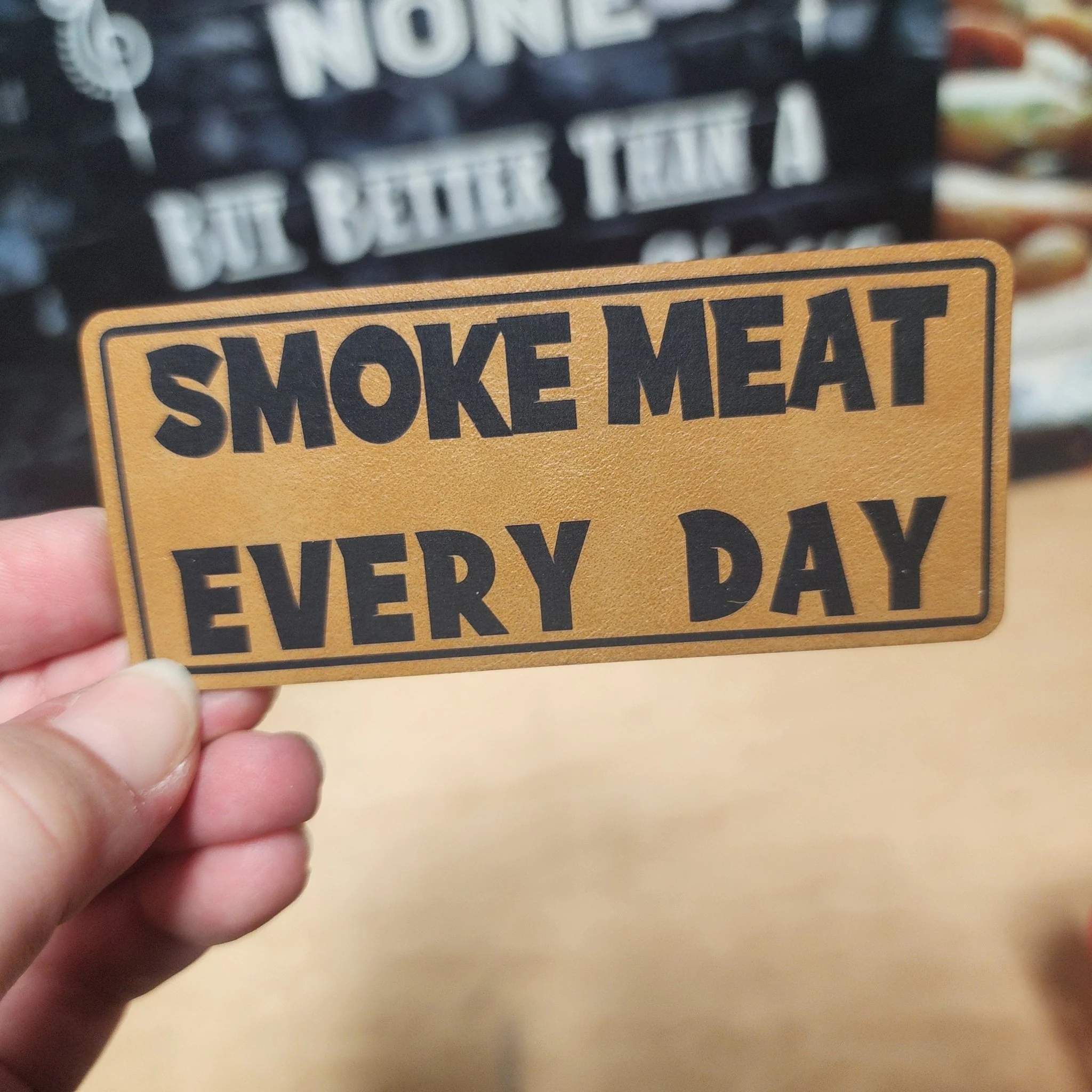 Smoke Meat Engraved Leatherette Hat Patch - MR01