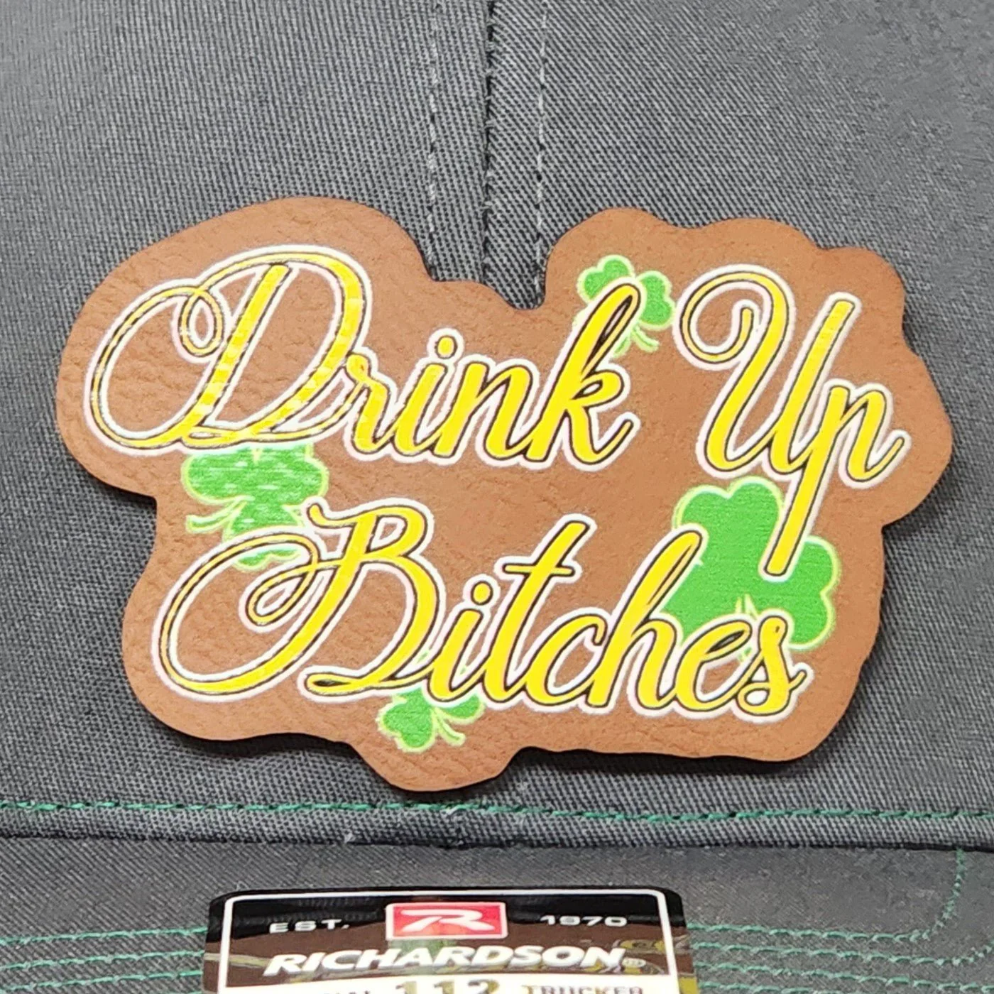 St. Patrick's Day Drink Up UV Printed Leatherette Hat Patch - MR01