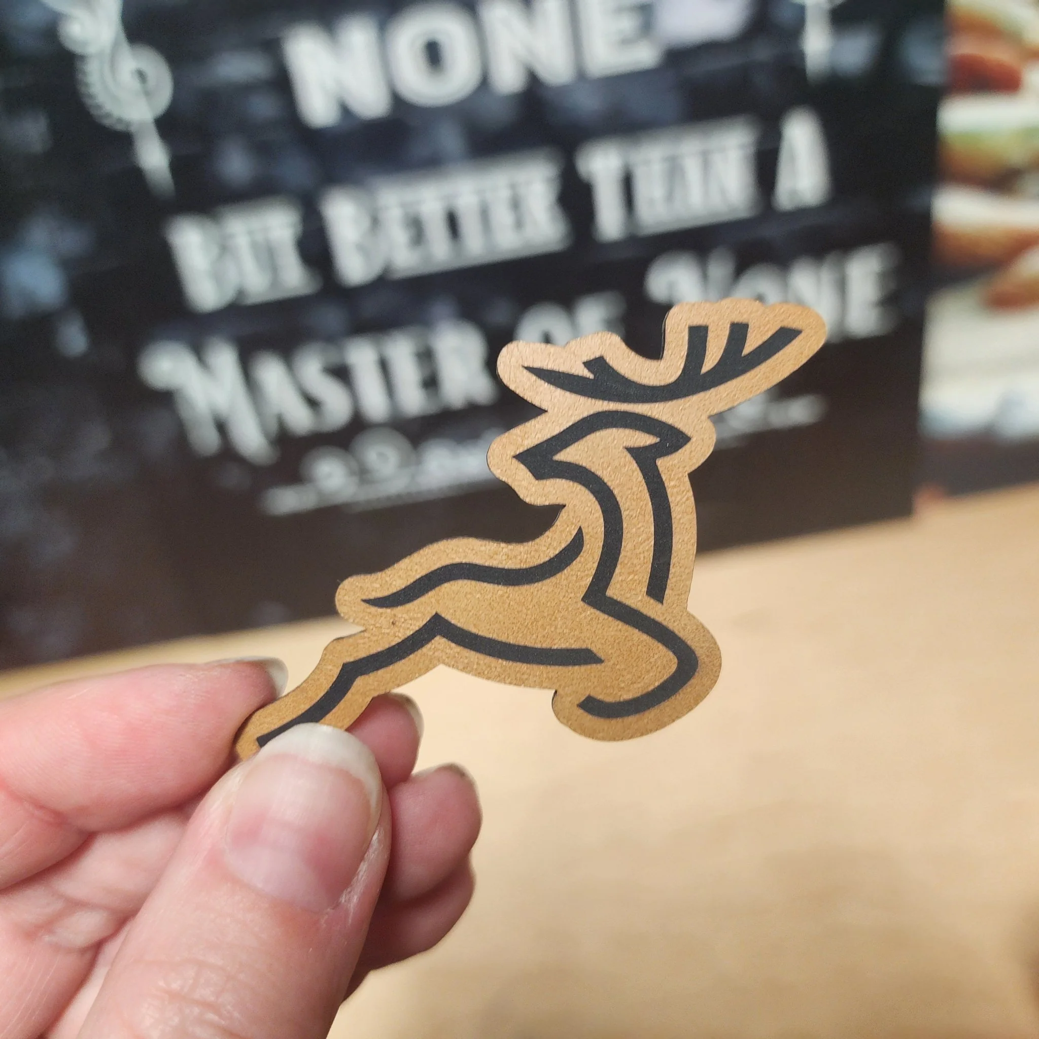 Stag Deer Outline (Saddle Tan) Engraved Leatherette Hat Patch - MR01