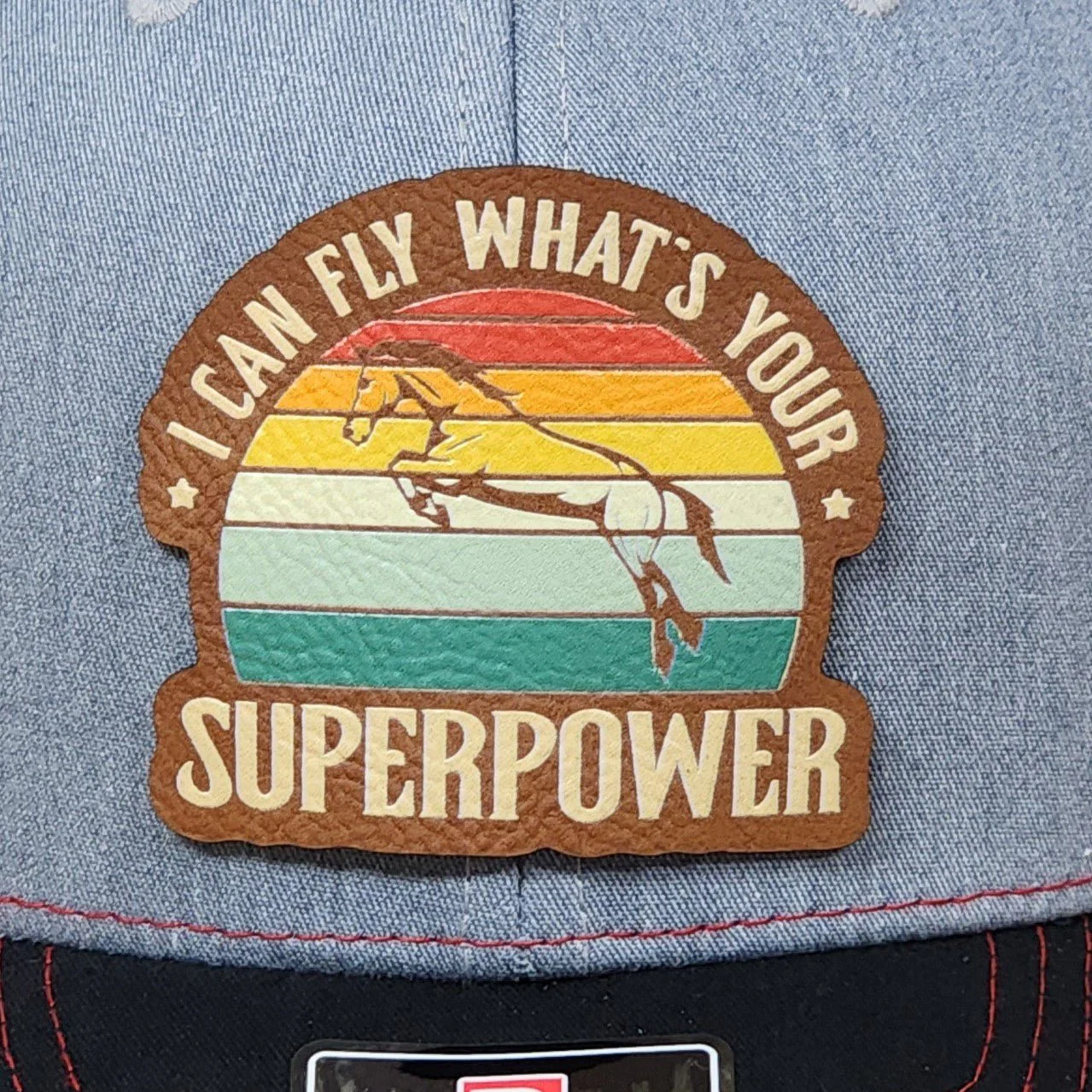 Superpower of flight theme UV Printed Leatherette Hat Patch - MR01