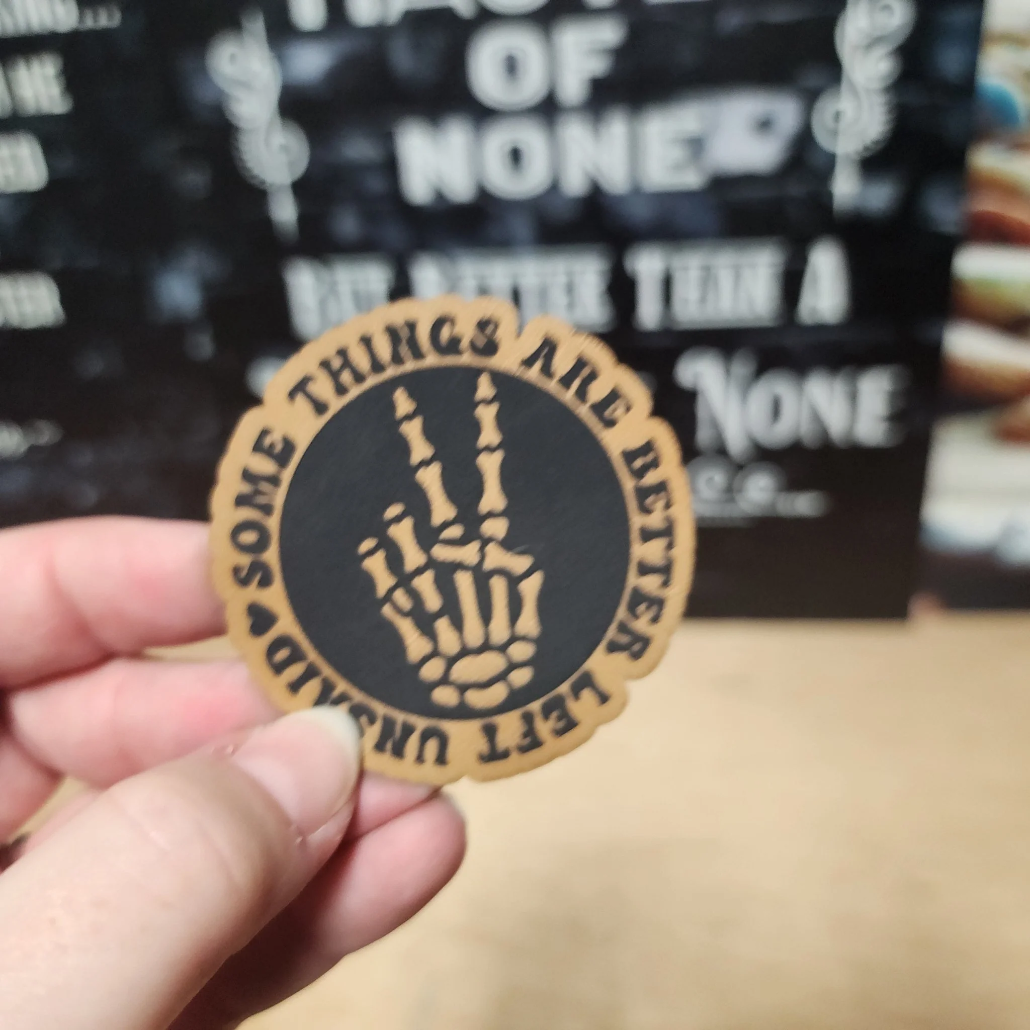 Things Best Left Unsaid (Saddle Tan) Engraved Leatherette Hat Patch - MR01