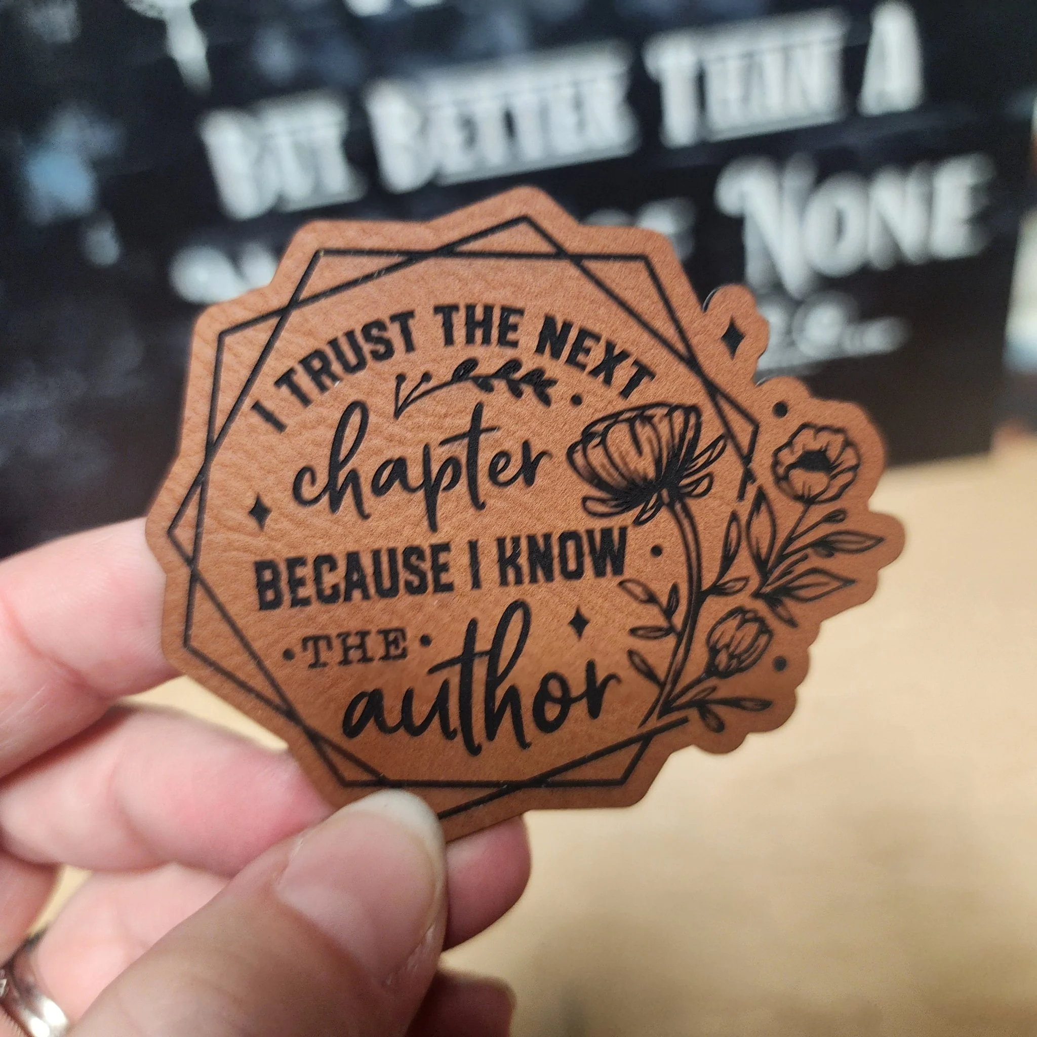 Trust the Next Chapter (Choose Your Color) Engraved Leatherette Hat Patch - MR01