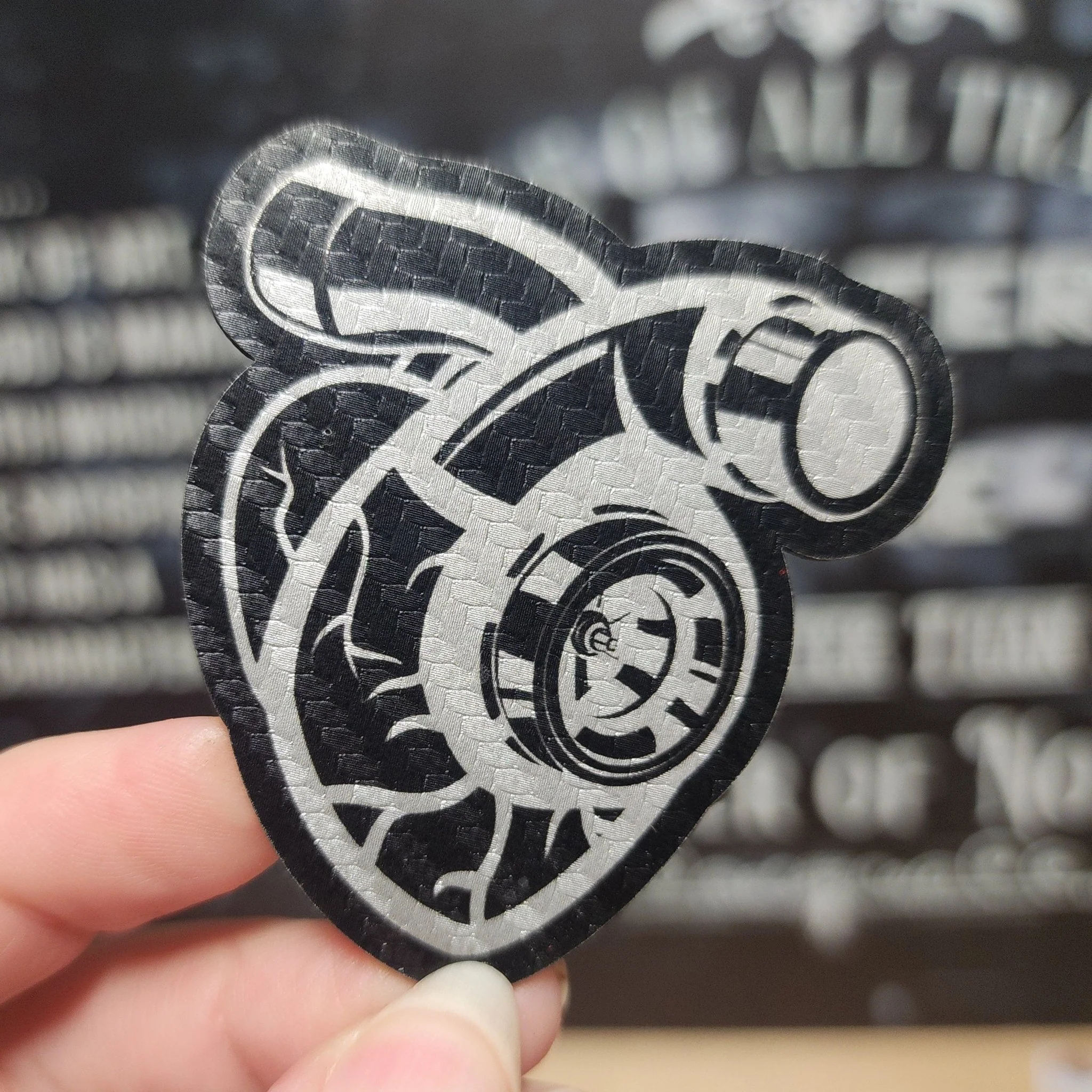 Turbocharger Power Boost Engraved Leatherette Hat Patch - MR01 - Image 2