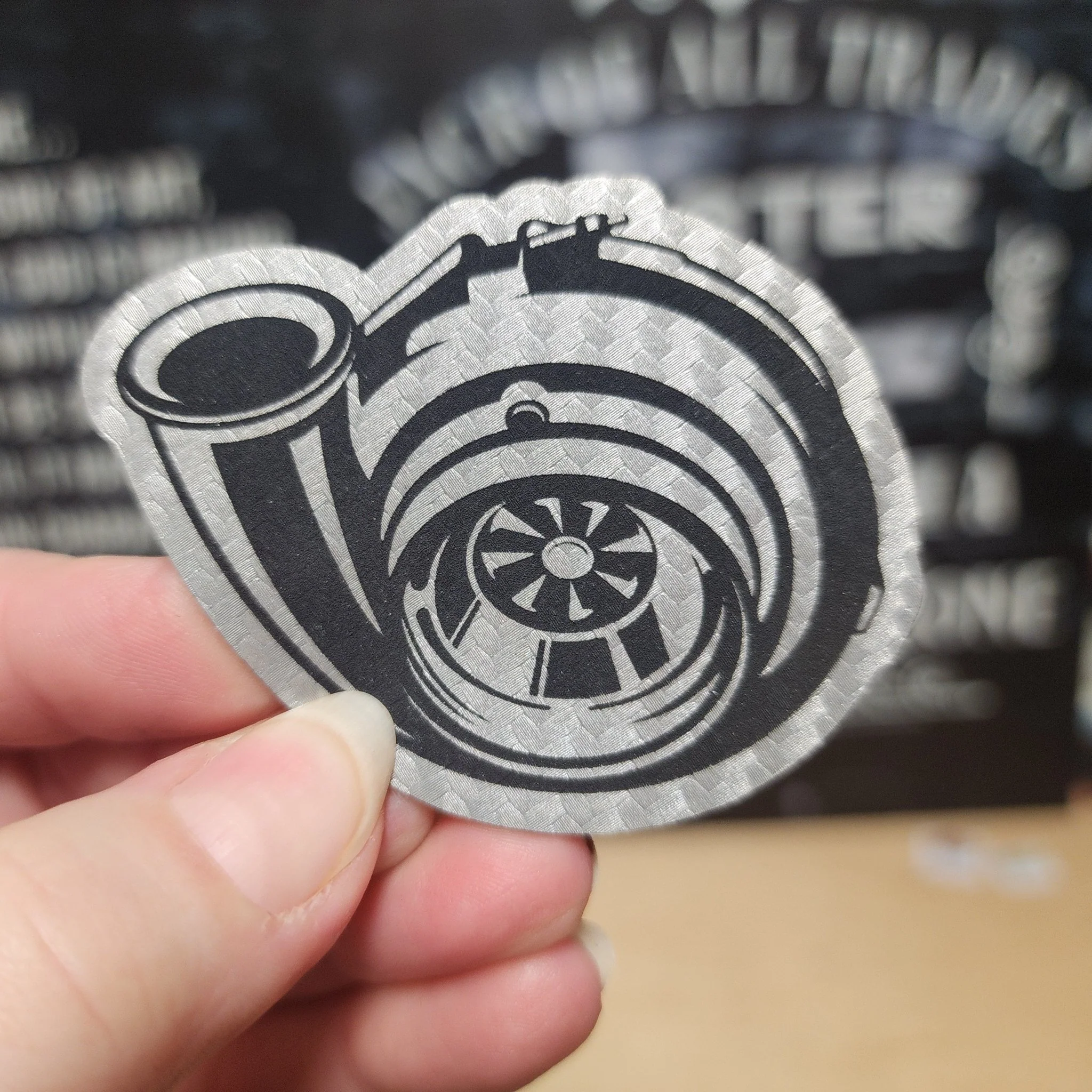Turbocharger Power Boost Engraved Leatherette Hat Patch - MR01