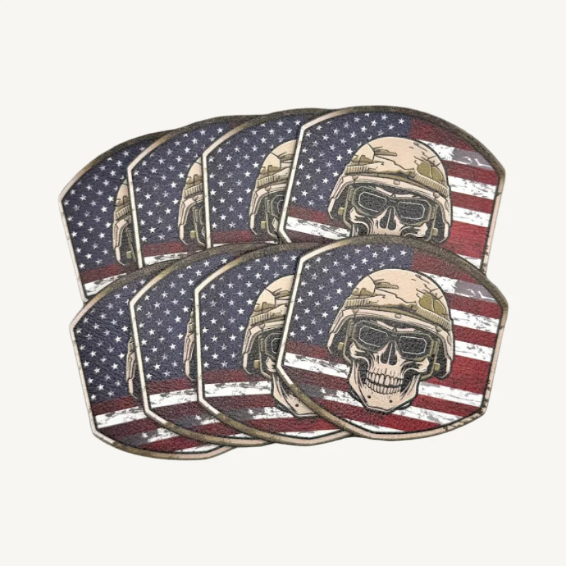 UV Printed Leatherette Patches - Skull & Flag Designs - Image 2