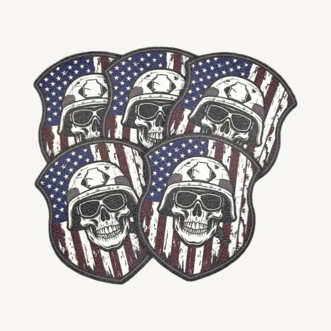 UV Printed Leatherette Patches - Skull & Flag Designs - Image 3