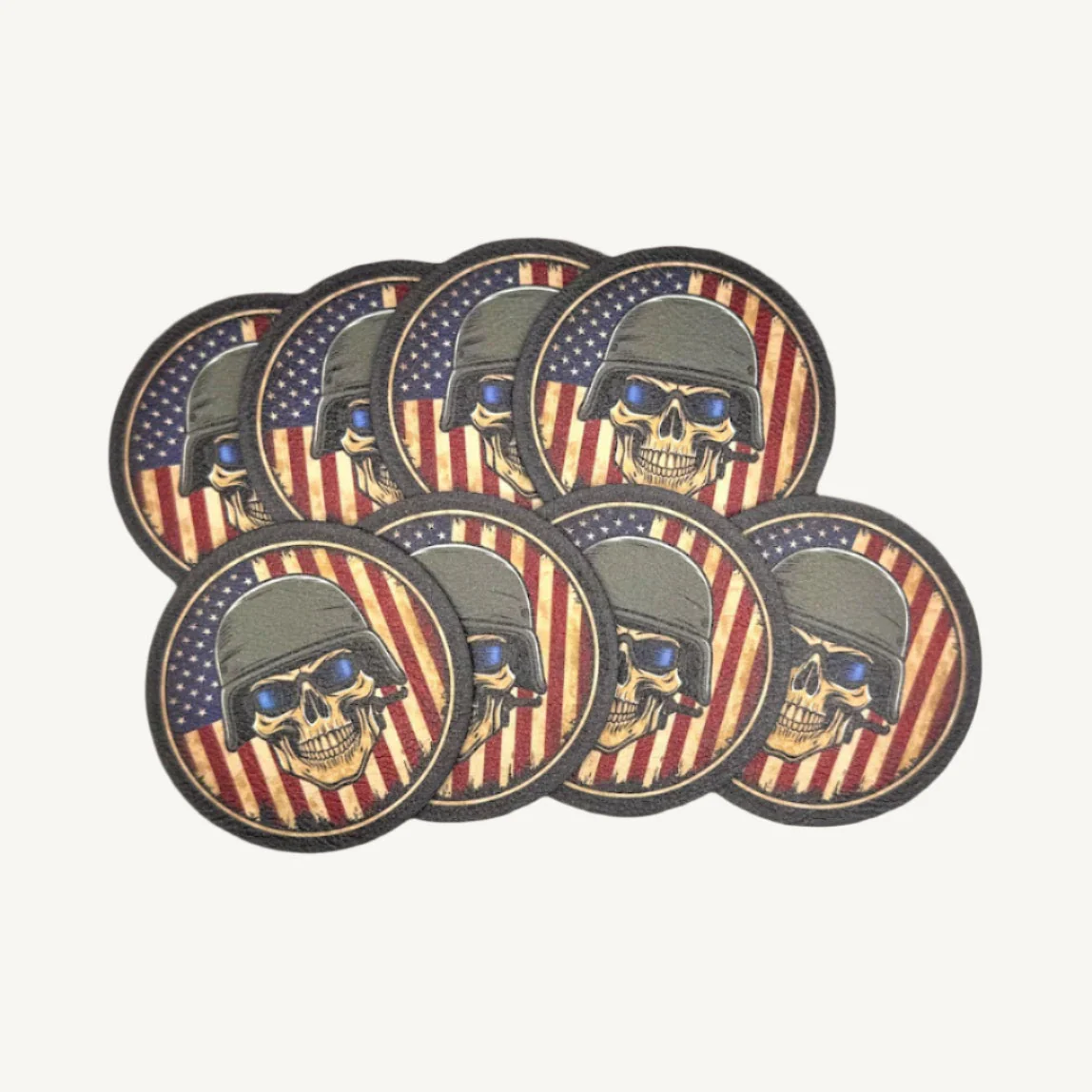 UV Printed Leatherette Patches - Skull & Flag Designs - Image 4