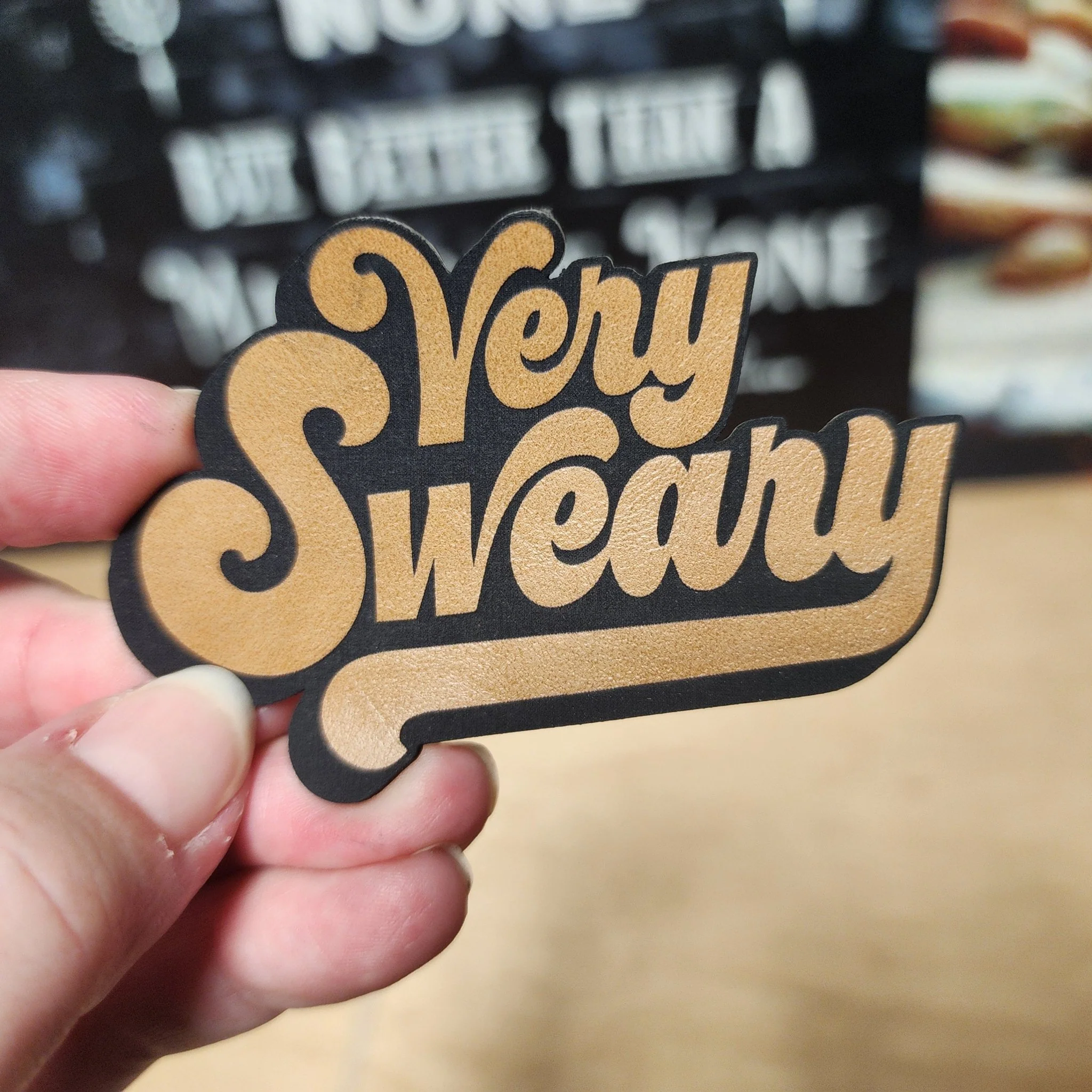 Very Sweary Engraved Leatherette Hat Patch - MR01